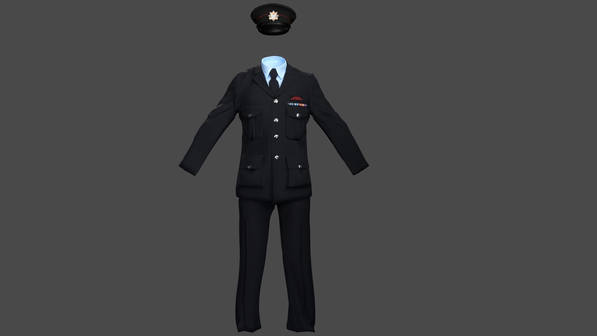3D Model Collection of Modern London Fire Brigade Formal Uniform Low-poly 3D model_4