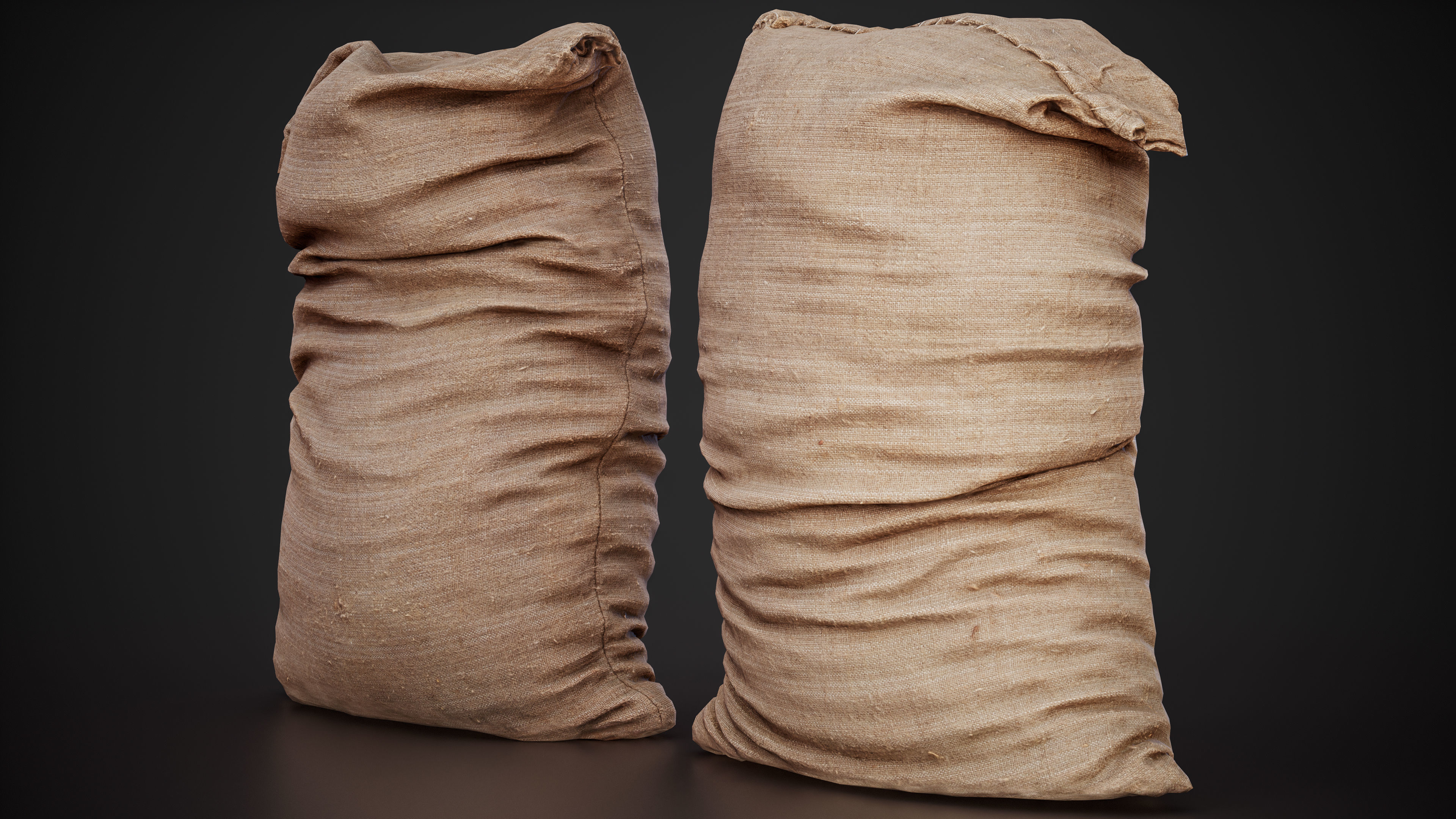 Realistic old burlap bag 07 photo scan Low-poly 3D model_5