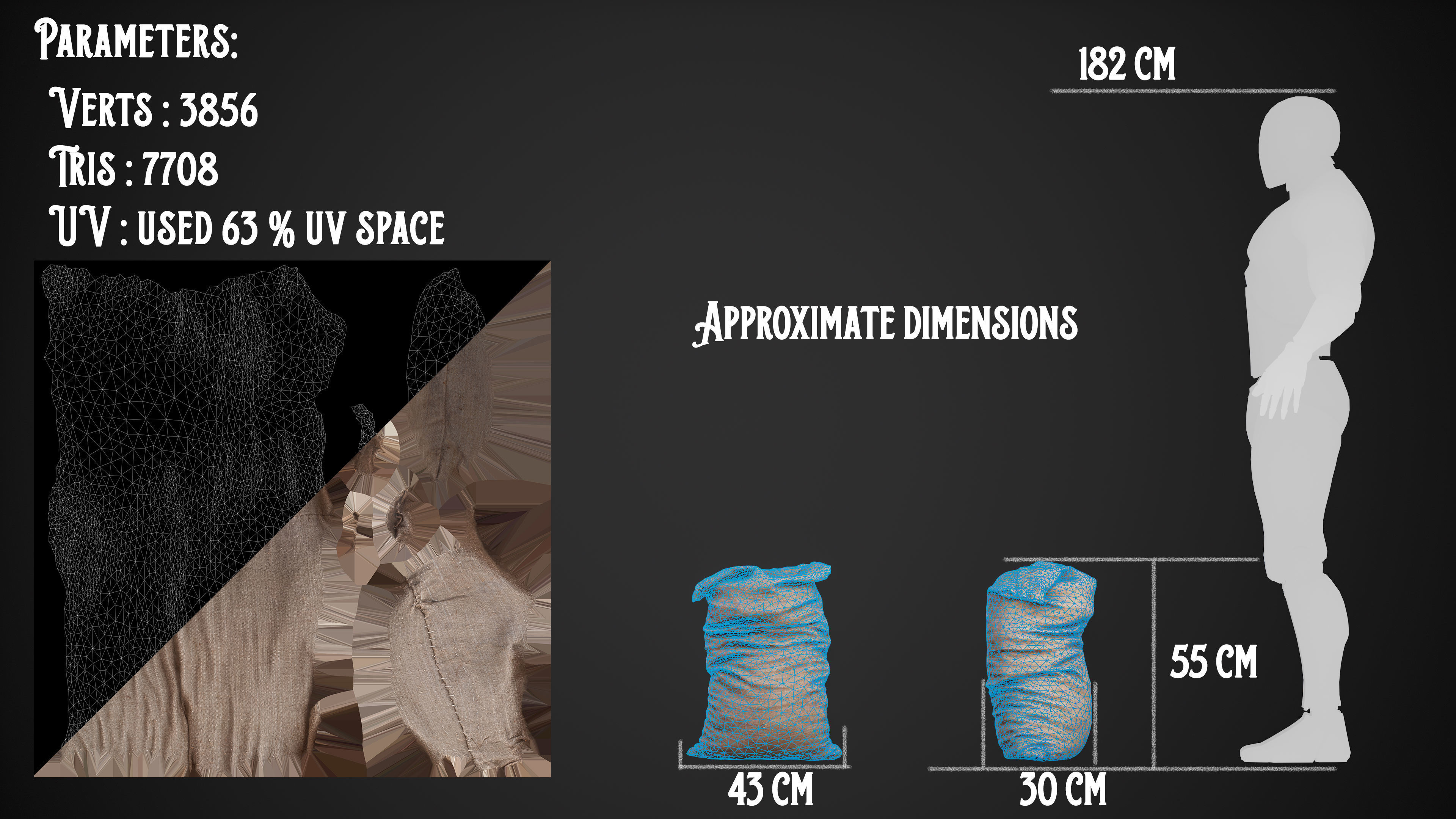 Realistic old burlap bag 07 photo scan Low-poly 3D model_19