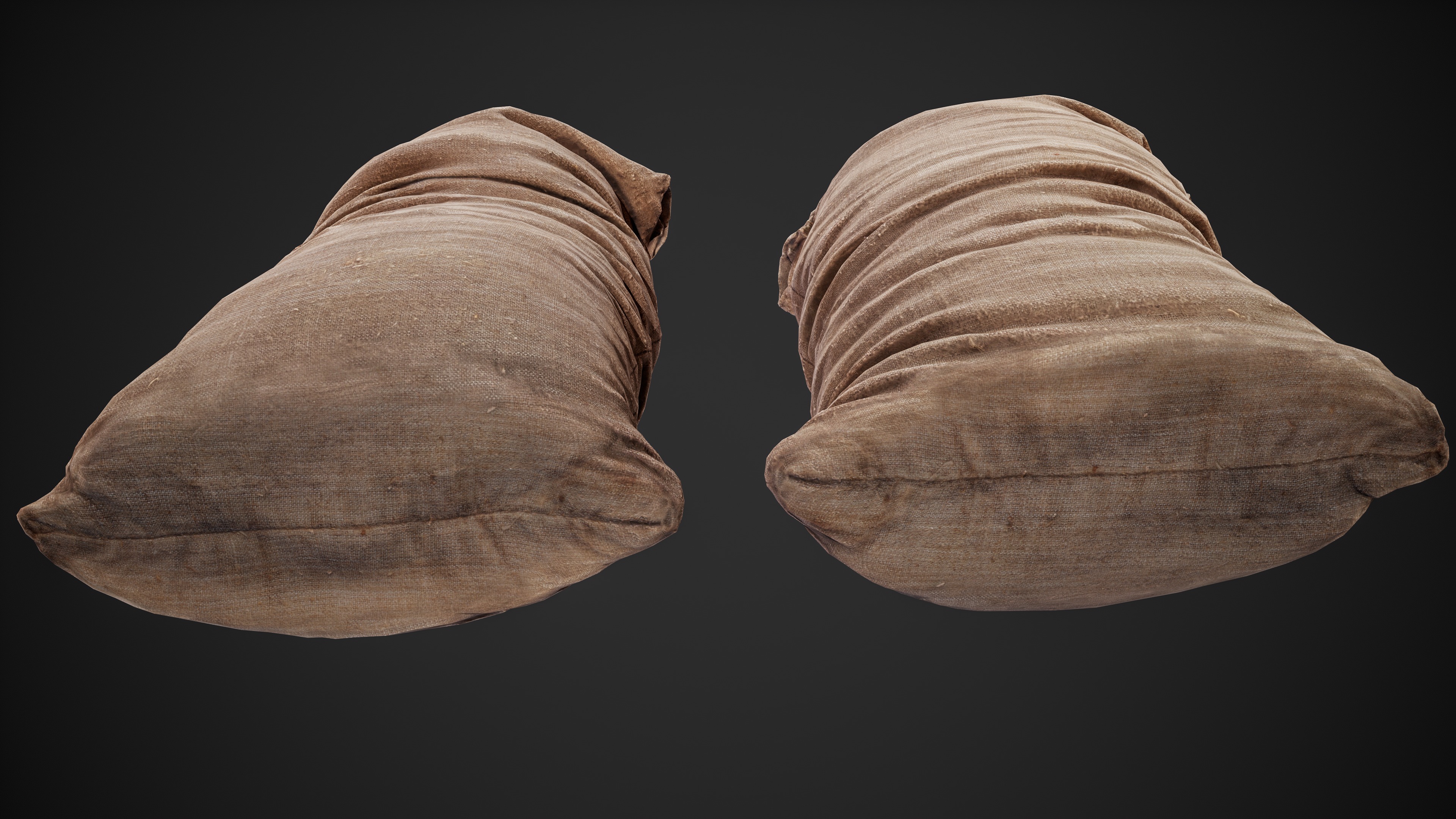 Realistic old burlap bag 07 photo scan Low-poly 3D model_7