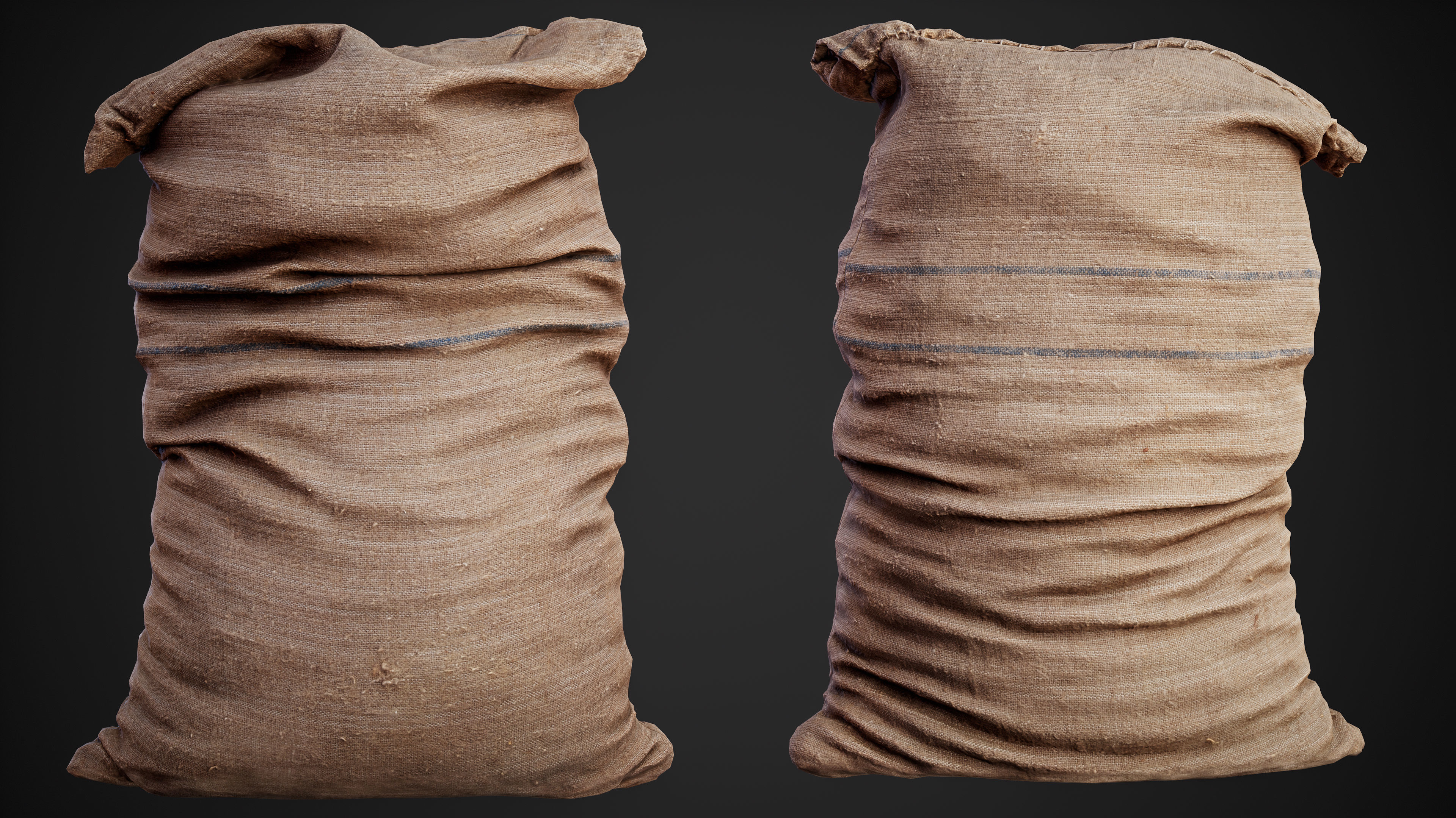 Realistic old burlap bag 07 photo scan Low-poly 3D model_4