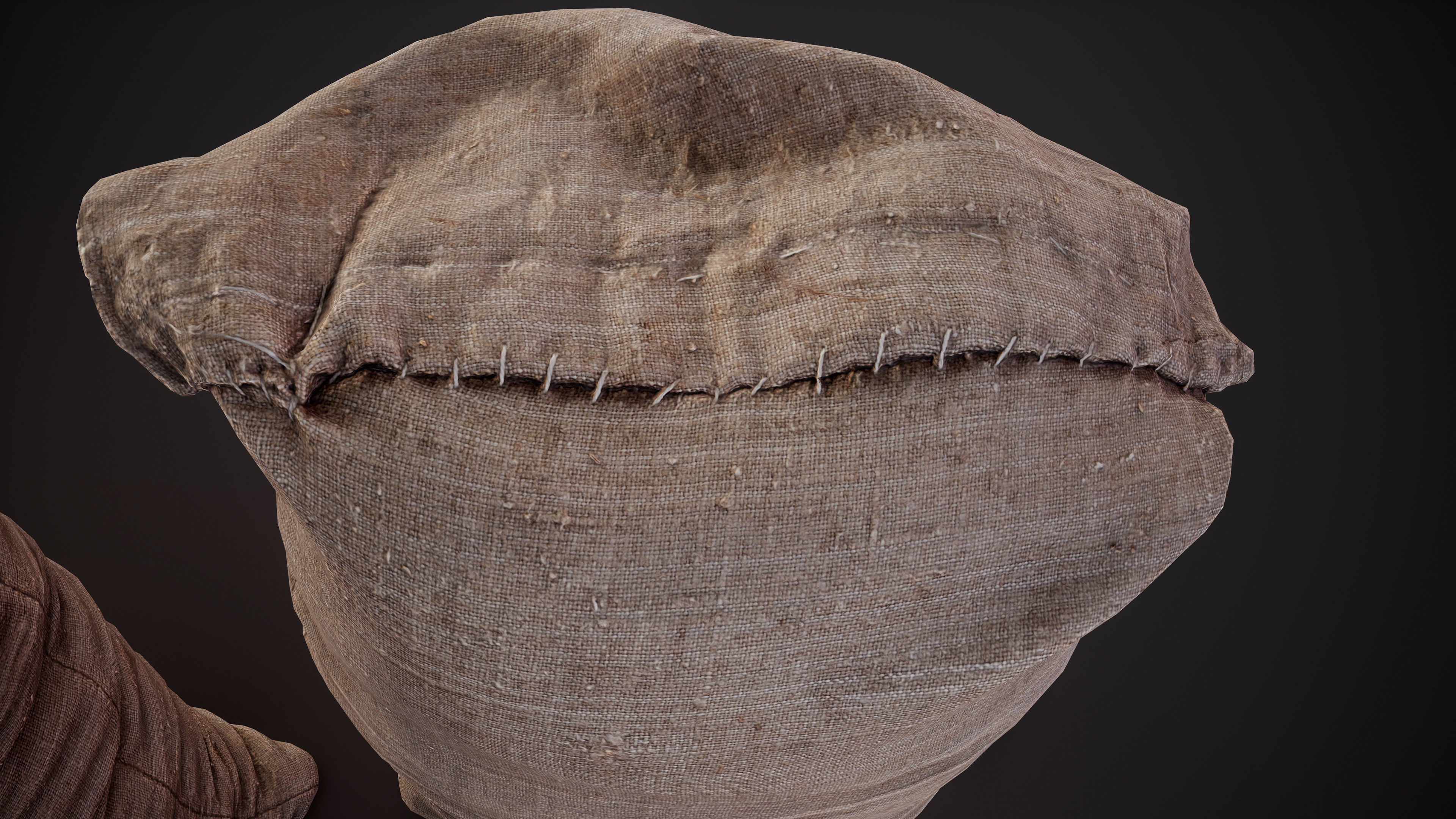 Realistic old burlap bag 07 photo scan Low-poly 3D model_15