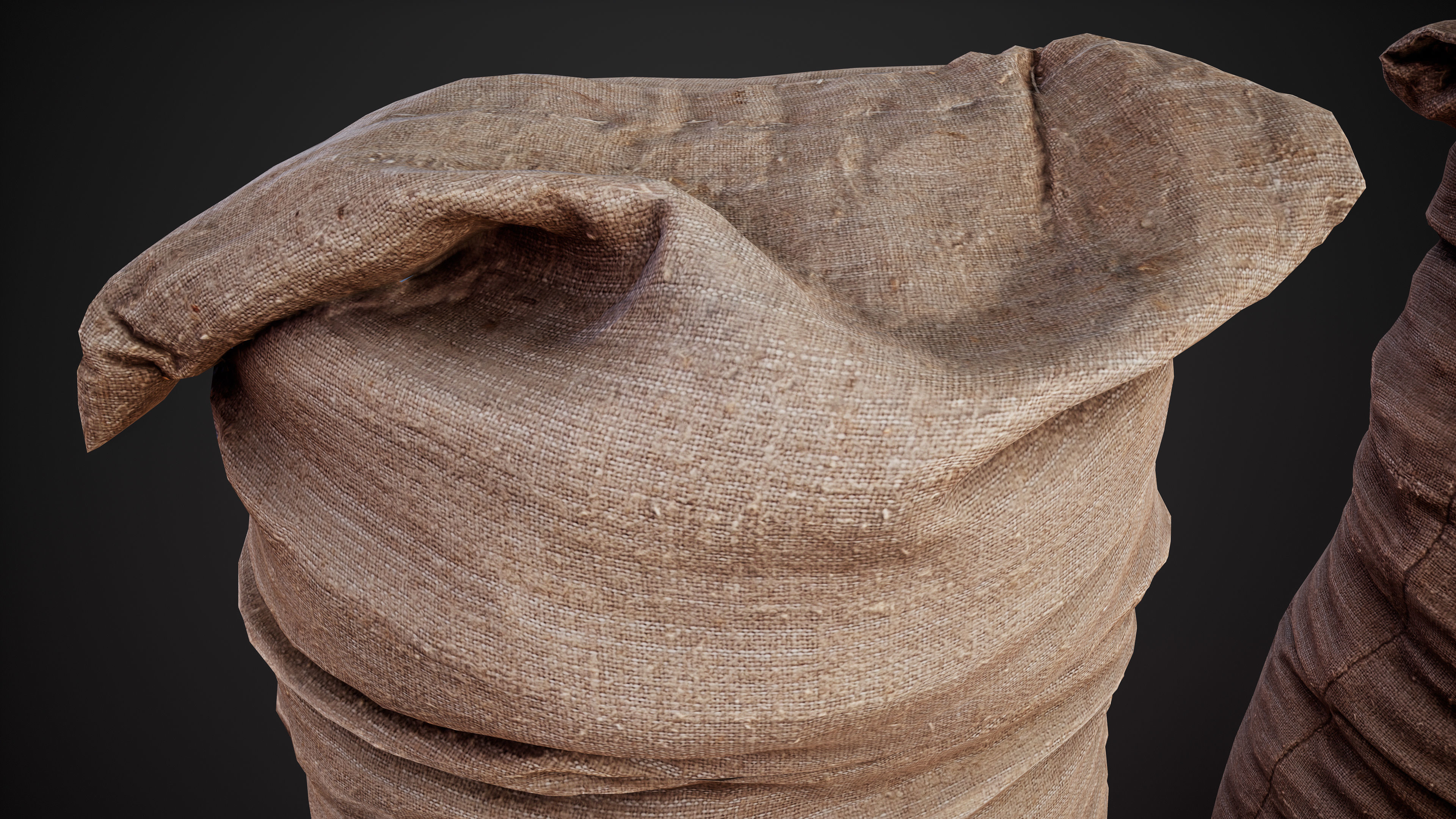 Realistic old burlap bag 07 photo scan Low-poly 3D model_12