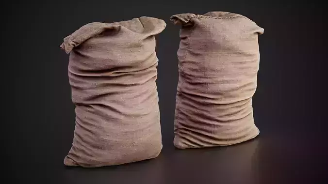 Realistic old burlap bag 07 photo scan