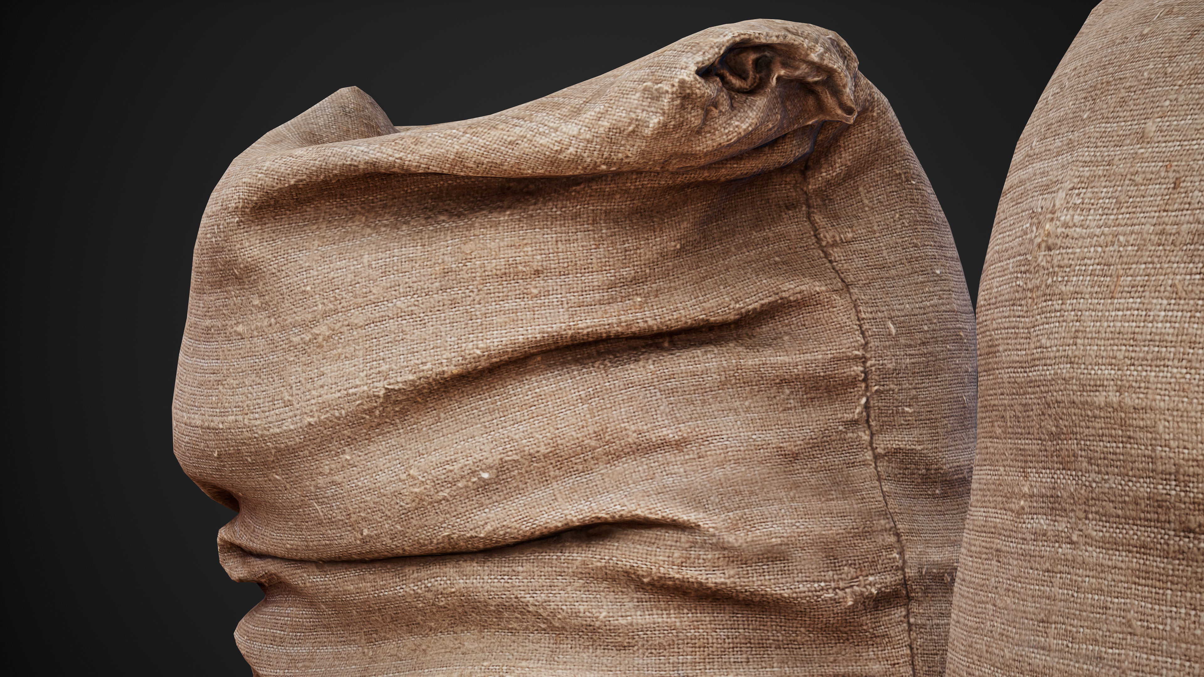 Realistic old burlap bag 07 photo scan Low-poly 3D model_13