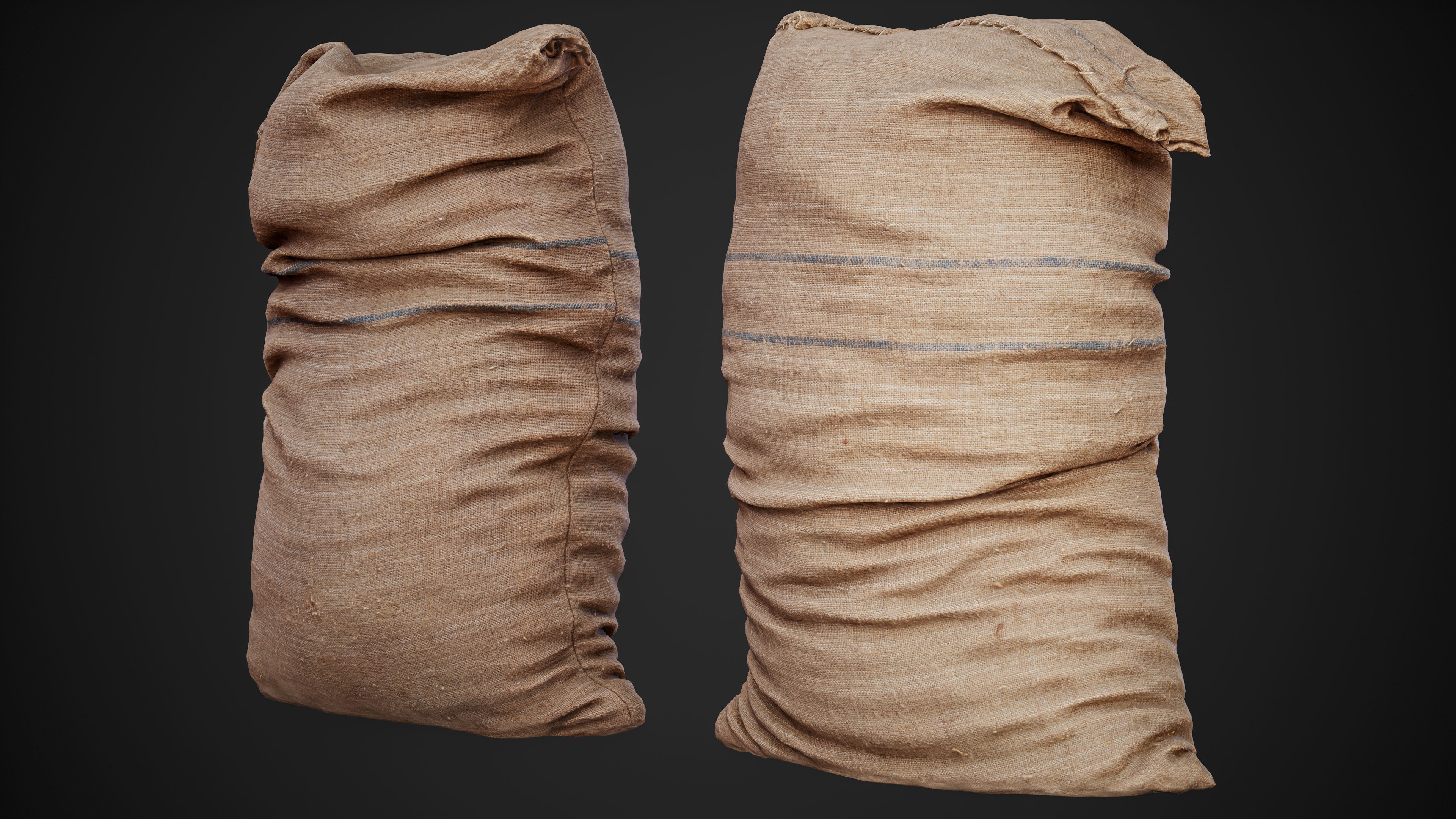 Realistic old burlap bag 07 photo scan Low-poly 3D model_6
