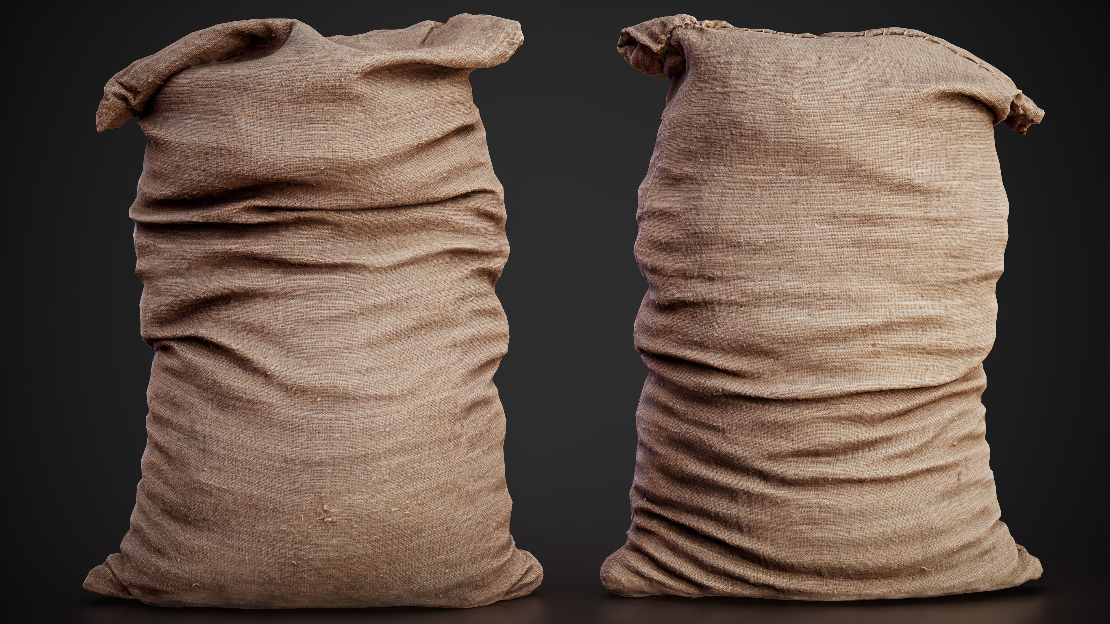 Realistic old burlap bag 07 photo scan Low-poly 3D model_3