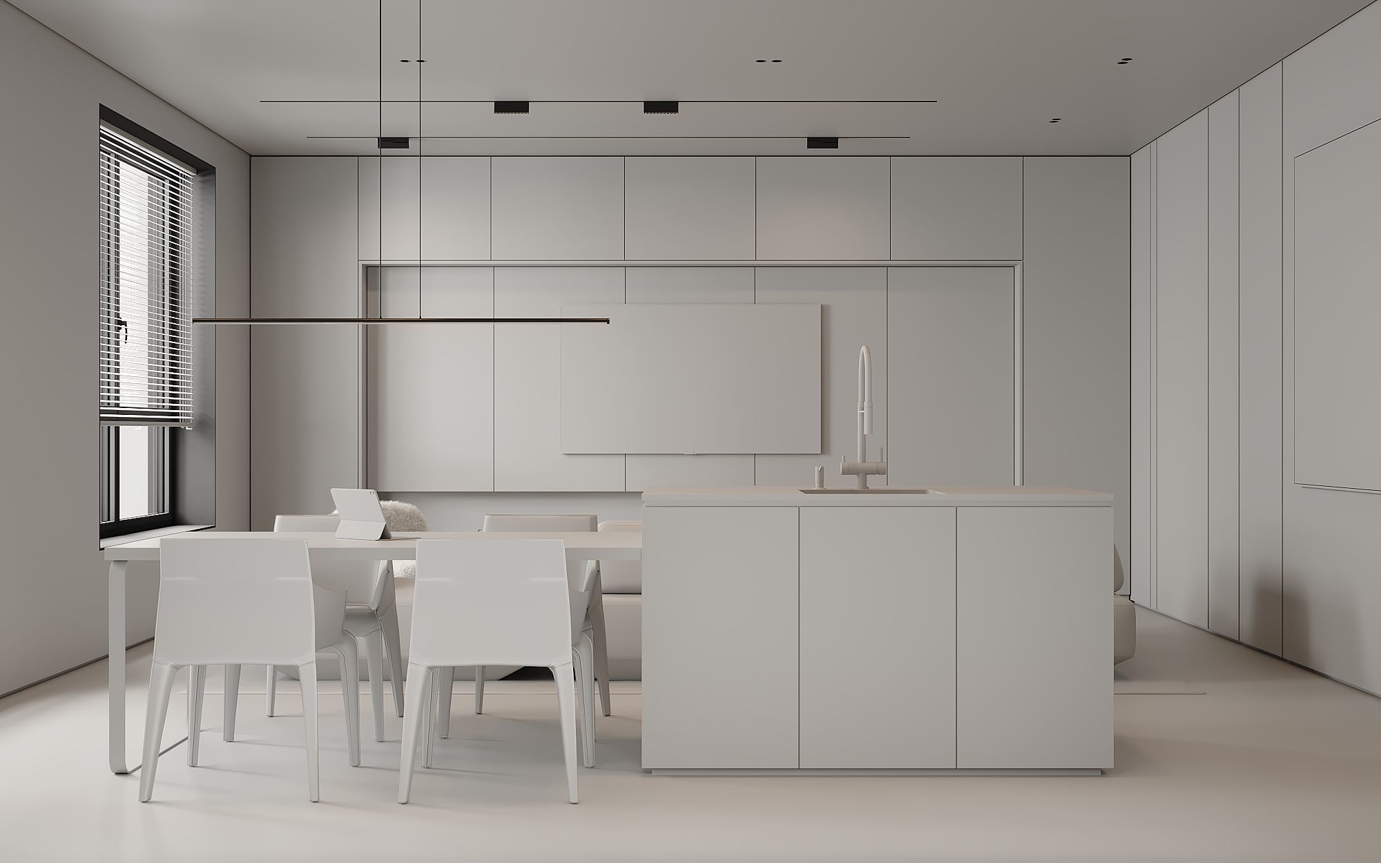 AR-22081 Gray House - Livingroom-Kitchen-Hallway 3D Scene 3D model_26