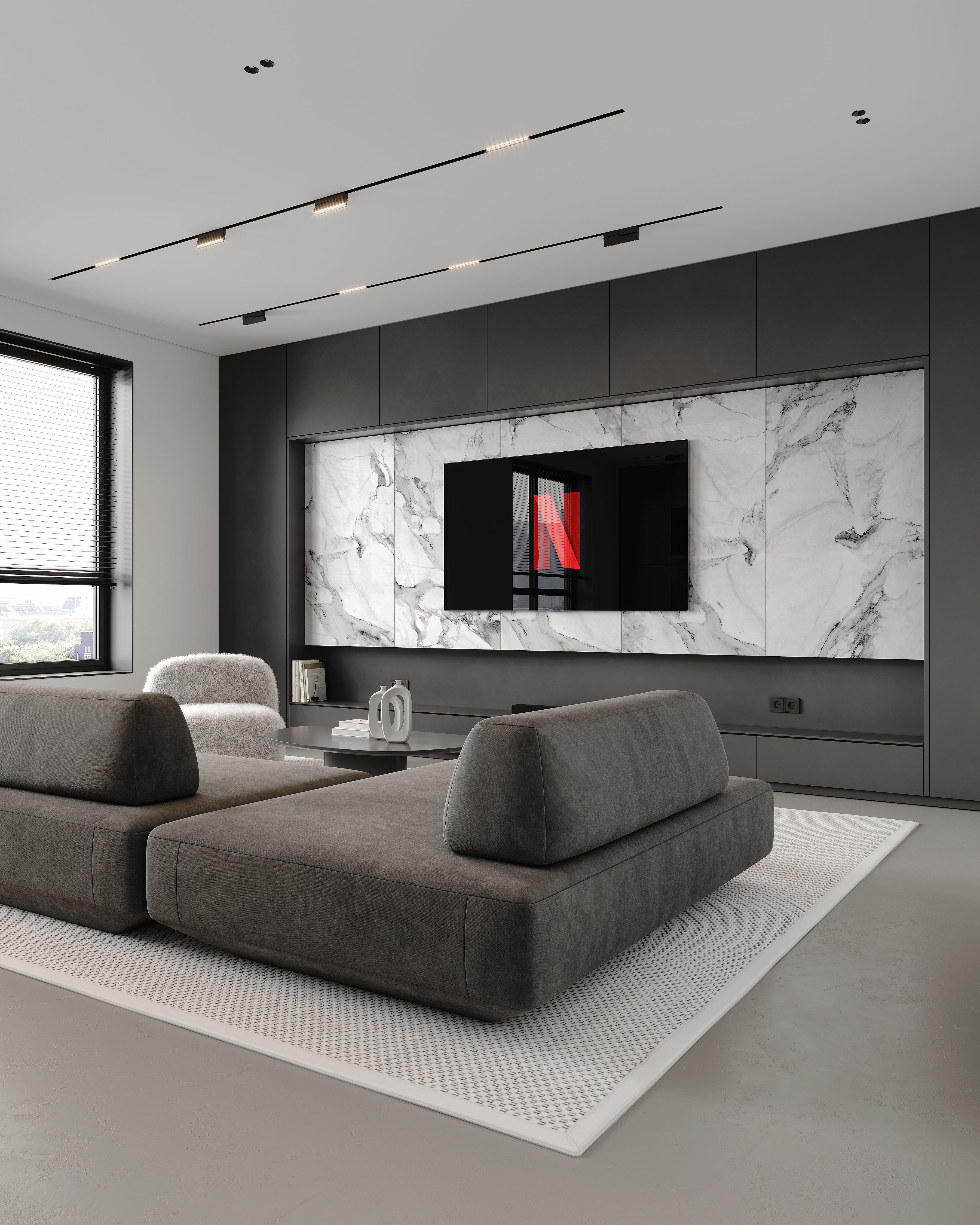 AR-22081 Gray House - Livingroom-Kitchen-Hallway 3D Scene 3D model_10