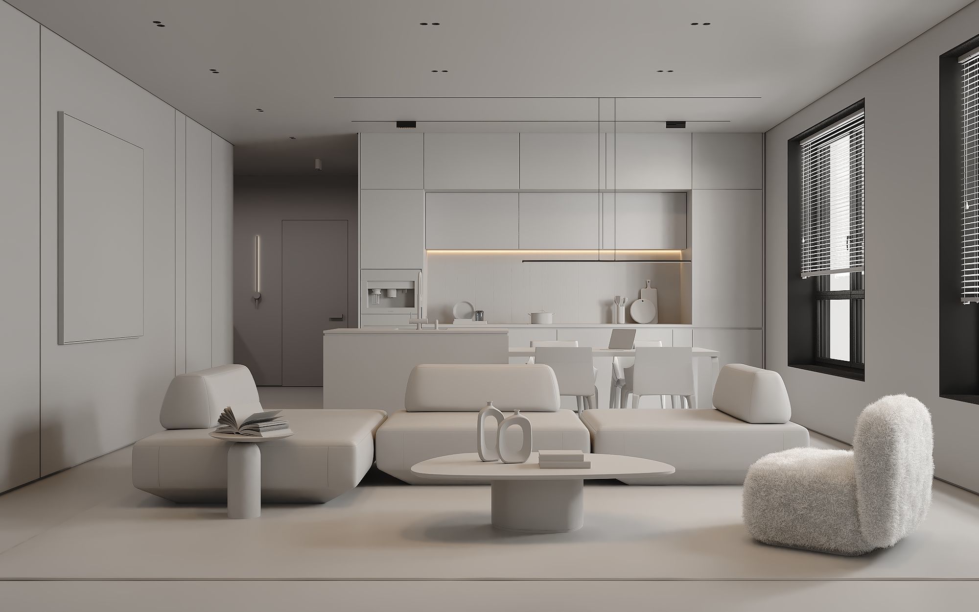AR-22081 Gray House - Livingroom-Kitchen-Hallway 3D Scene 3D model_30