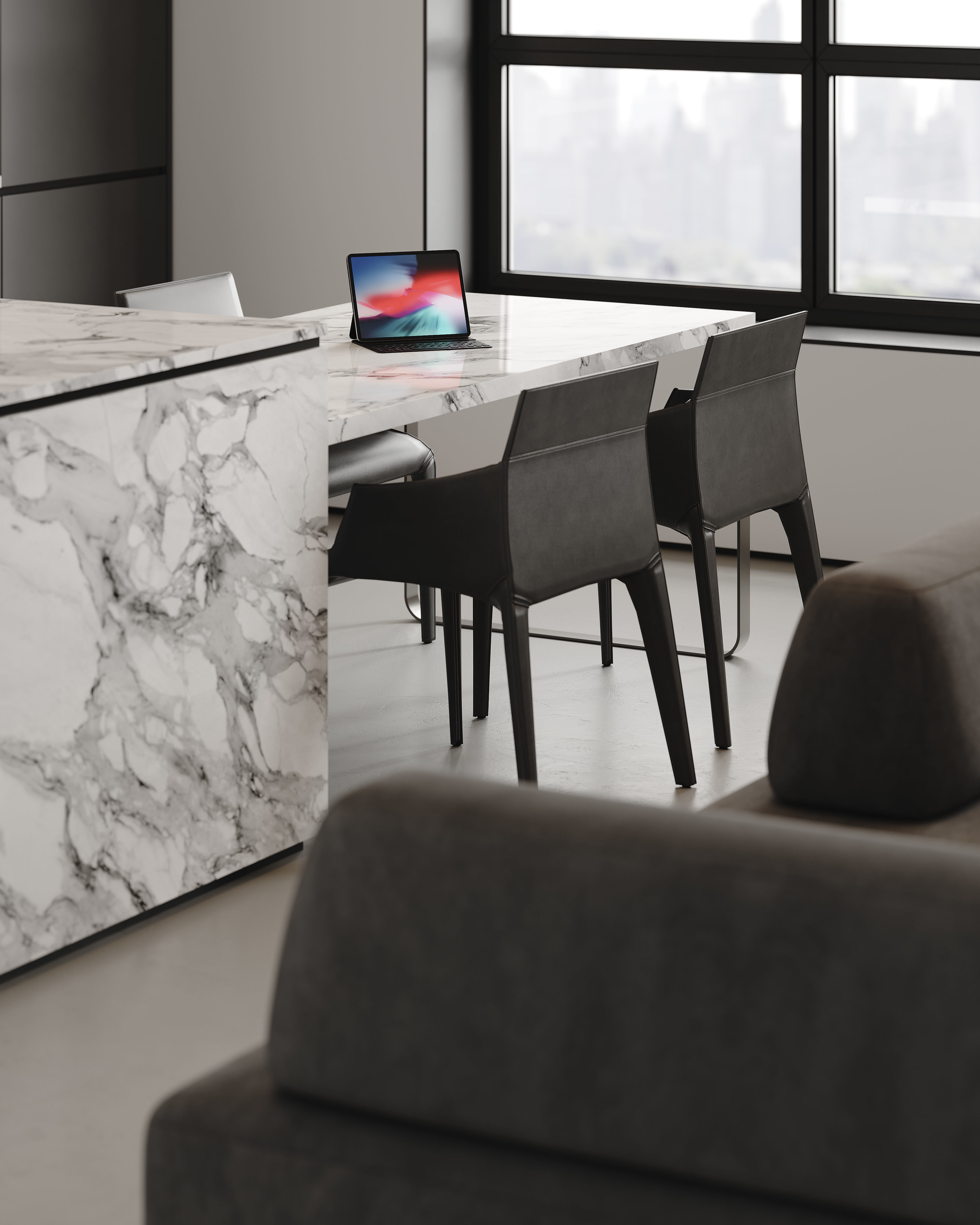 AR-22081 Gray House - Livingroom-Kitchen-Hallway 3D Scene 3D model_15