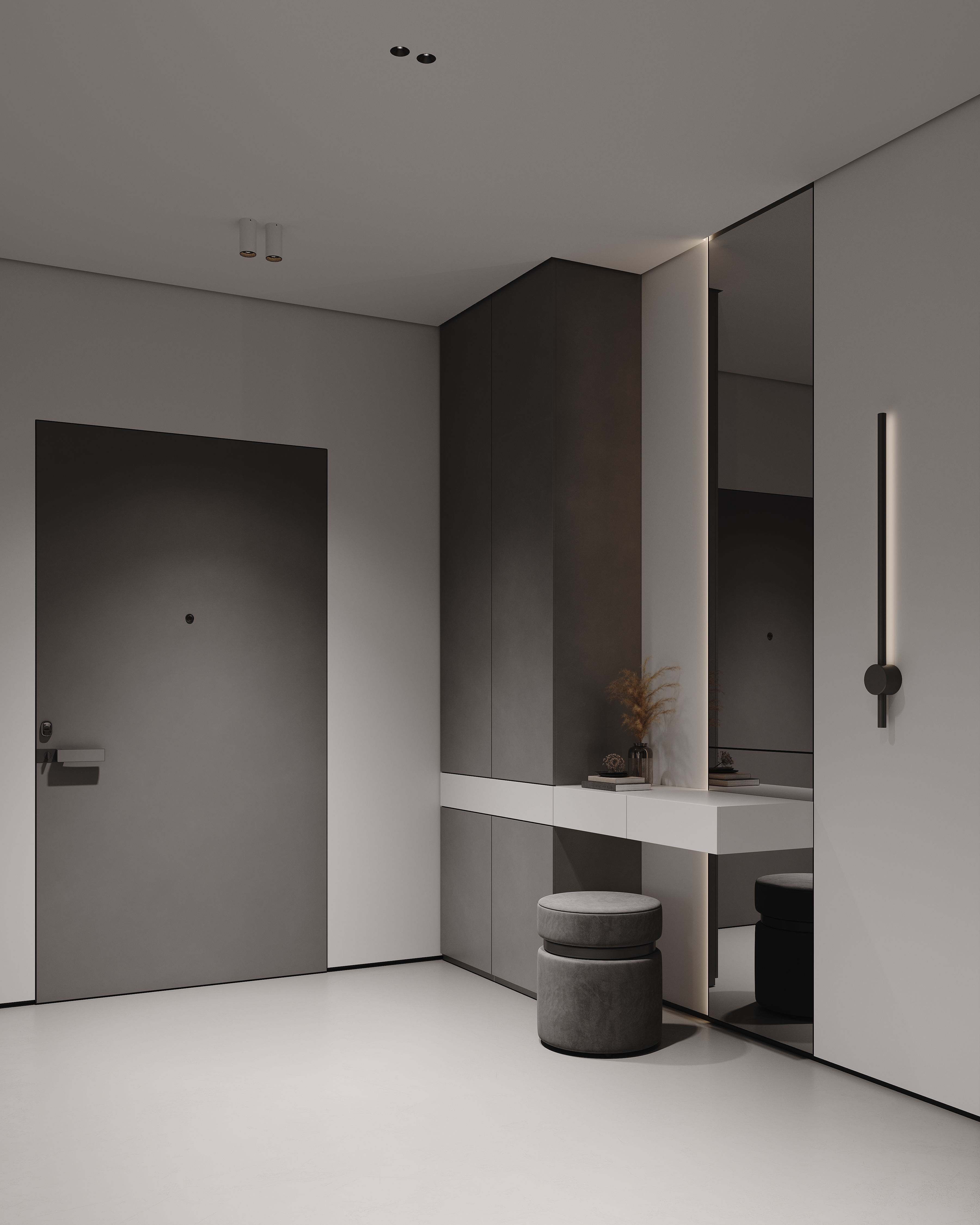 AR-22081 Gray House - Livingroom-Kitchen-Hallway 3D Scene 3D model_22