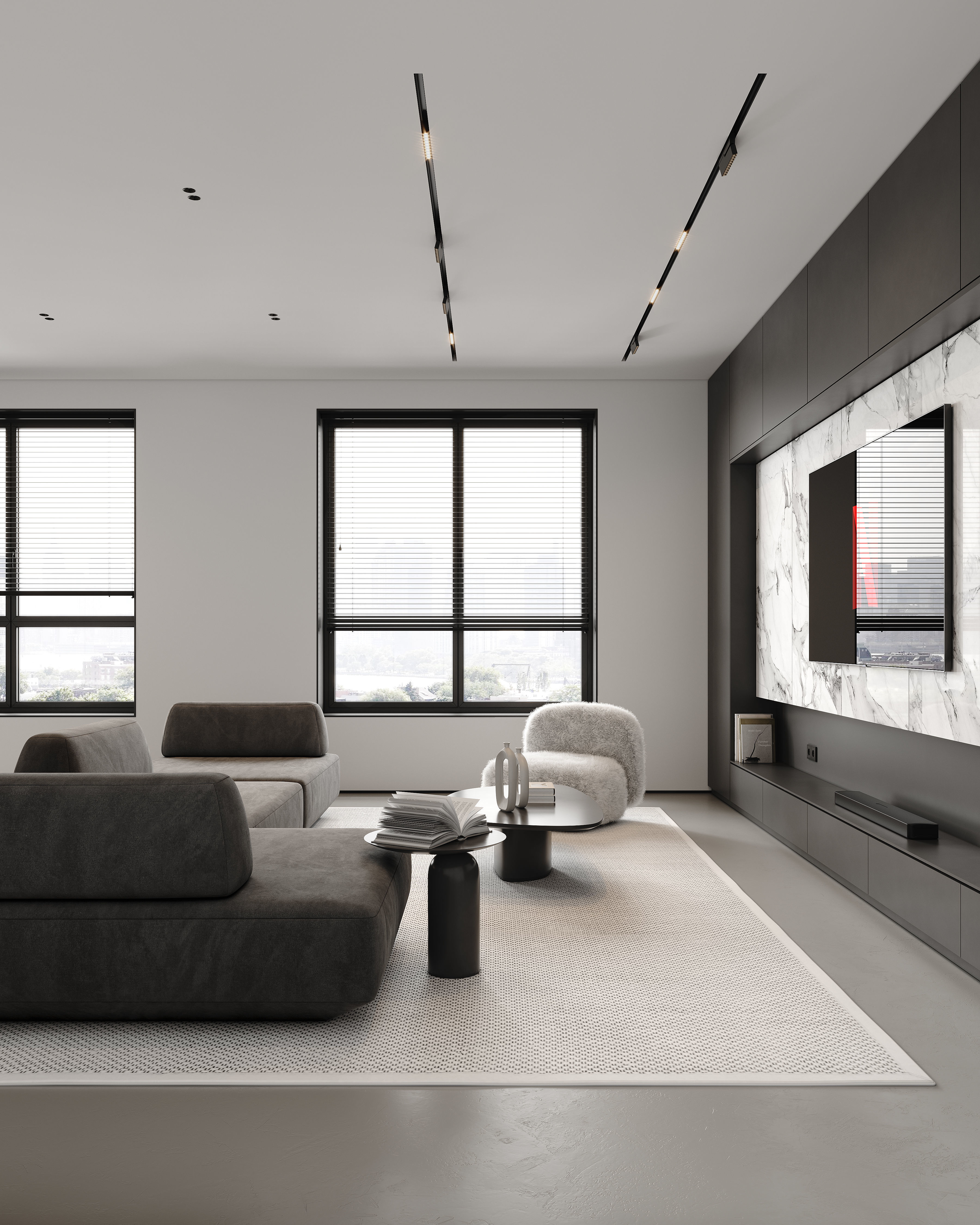 AR-22081 Gray House - Livingroom-Kitchen-Hallway 3D Scene 3D model_12