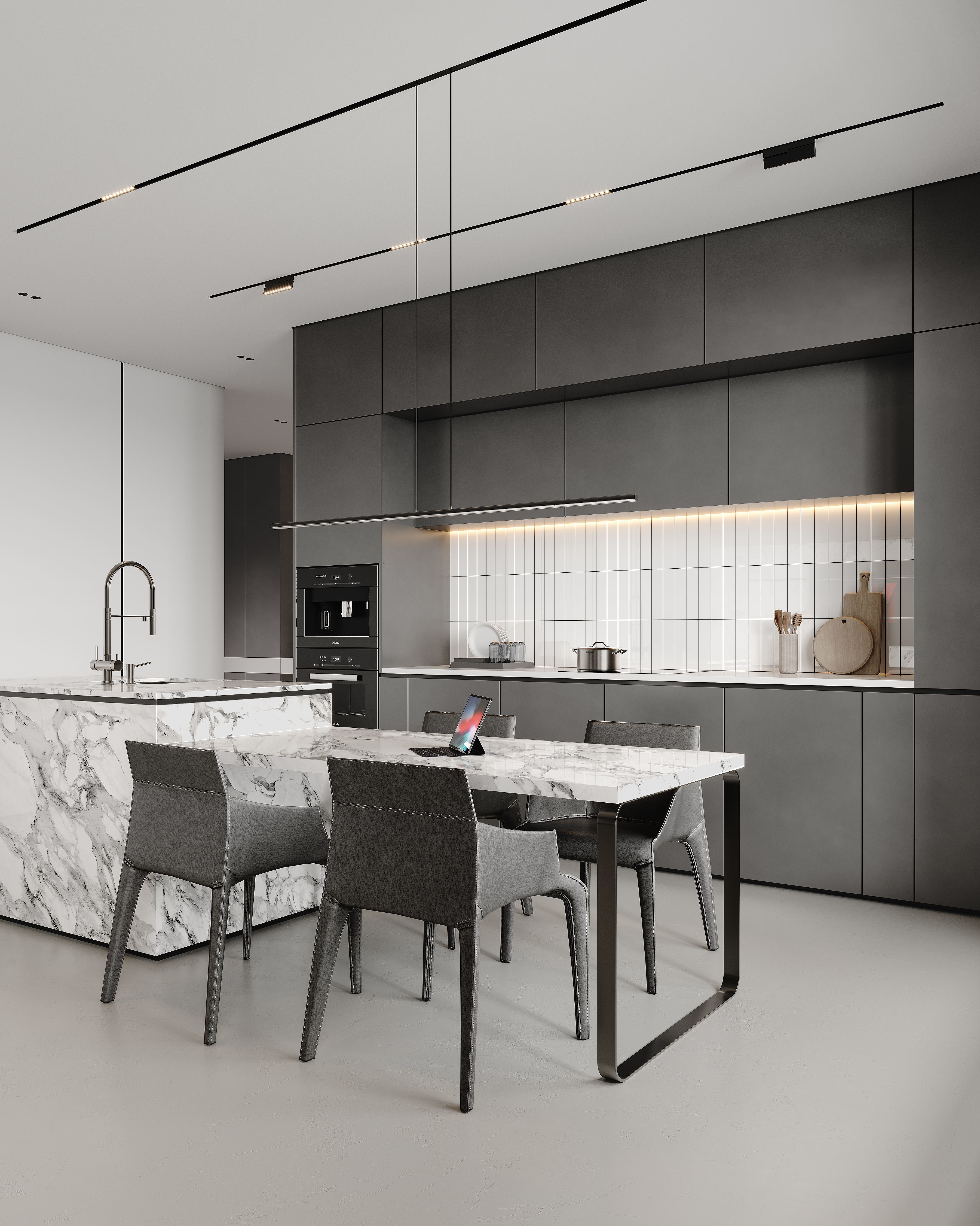 AR-22081 Gray House - Livingroom-Kitchen-Hallway 3D Scene 3D model_13