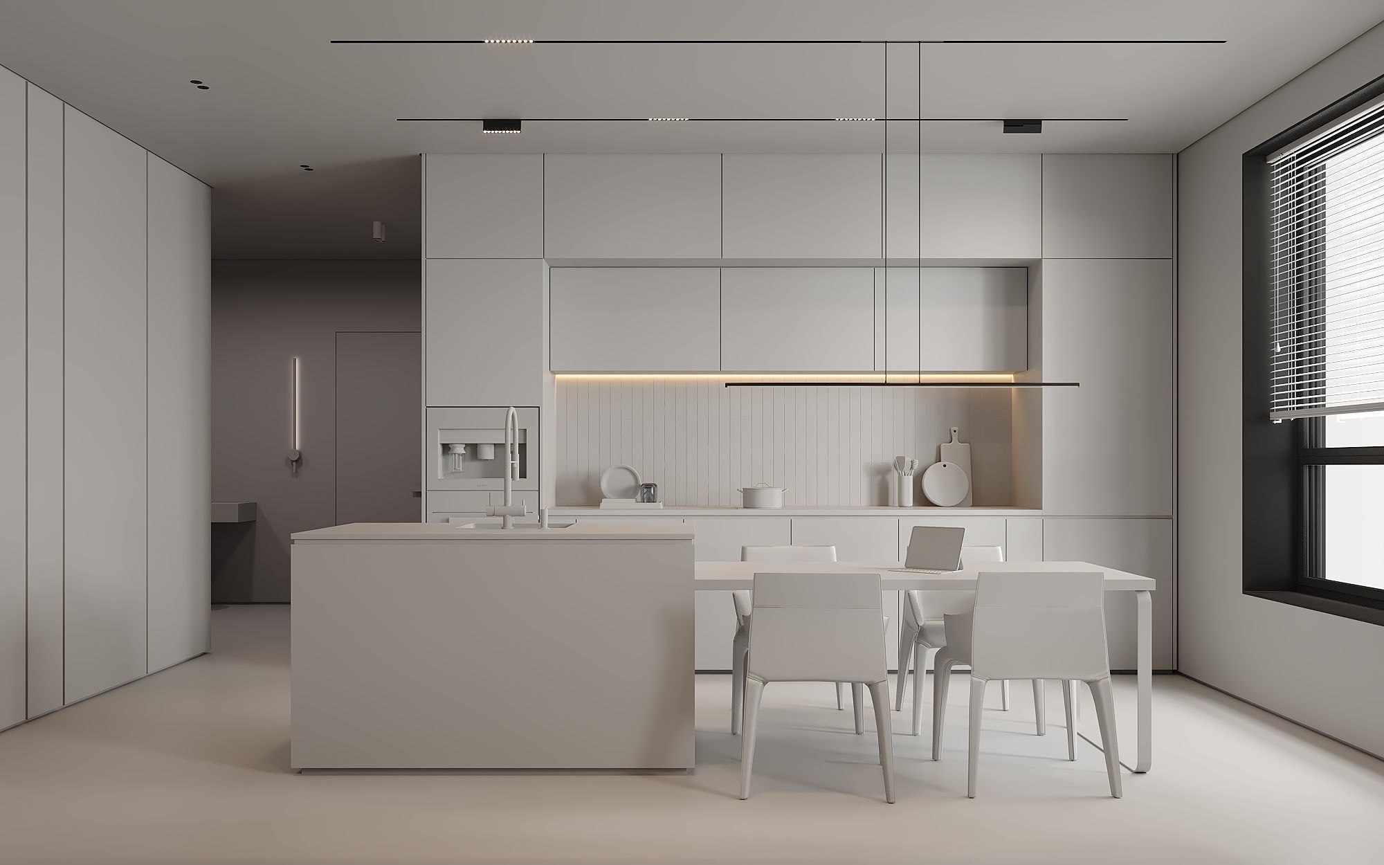 AR-22081 Gray House - Livingroom-Kitchen-Hallway 3D Scene 3D model_31