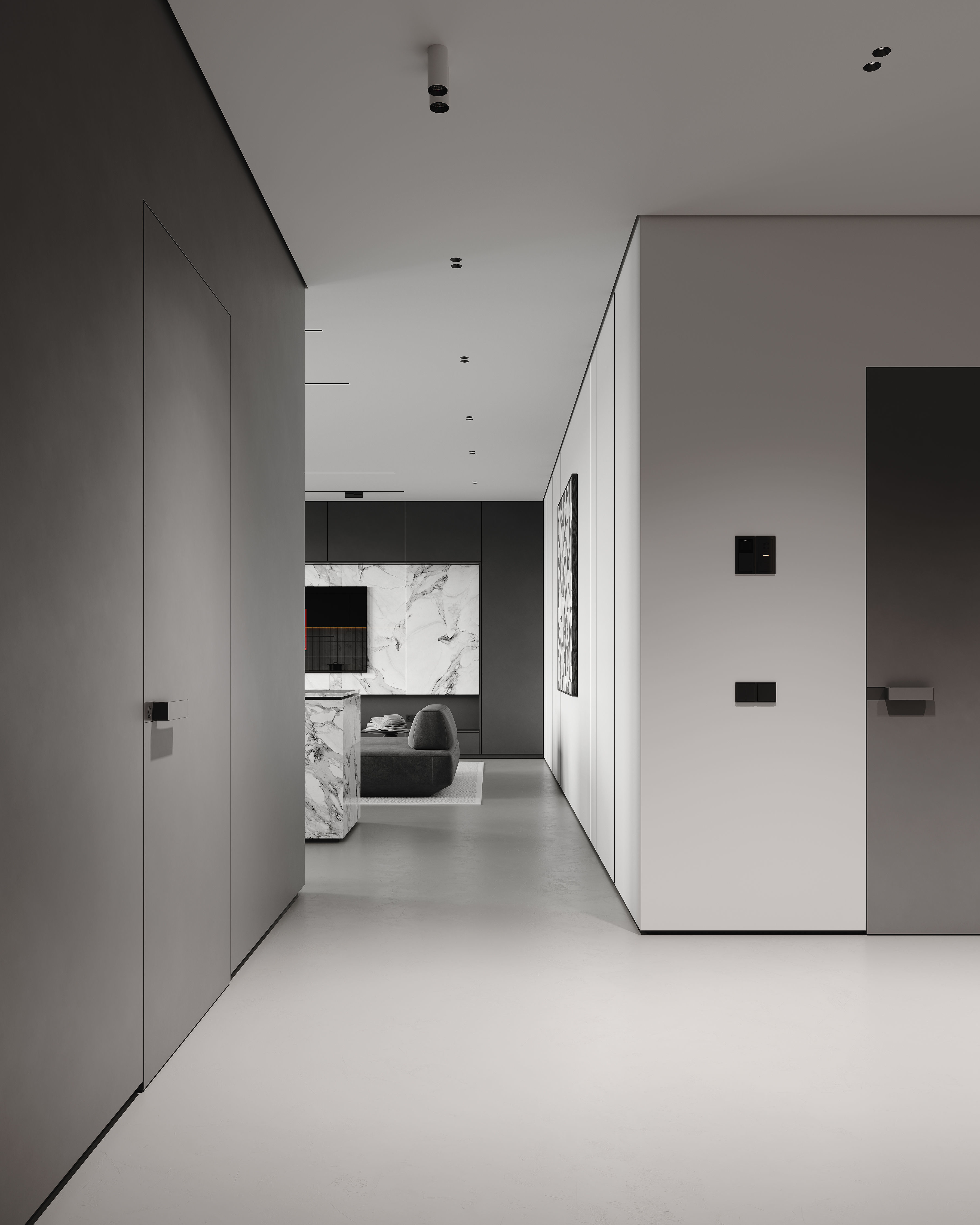 AR-22081 Gray House - Livingroom-Kitchen-Hallway 3D Scene 3D model_19