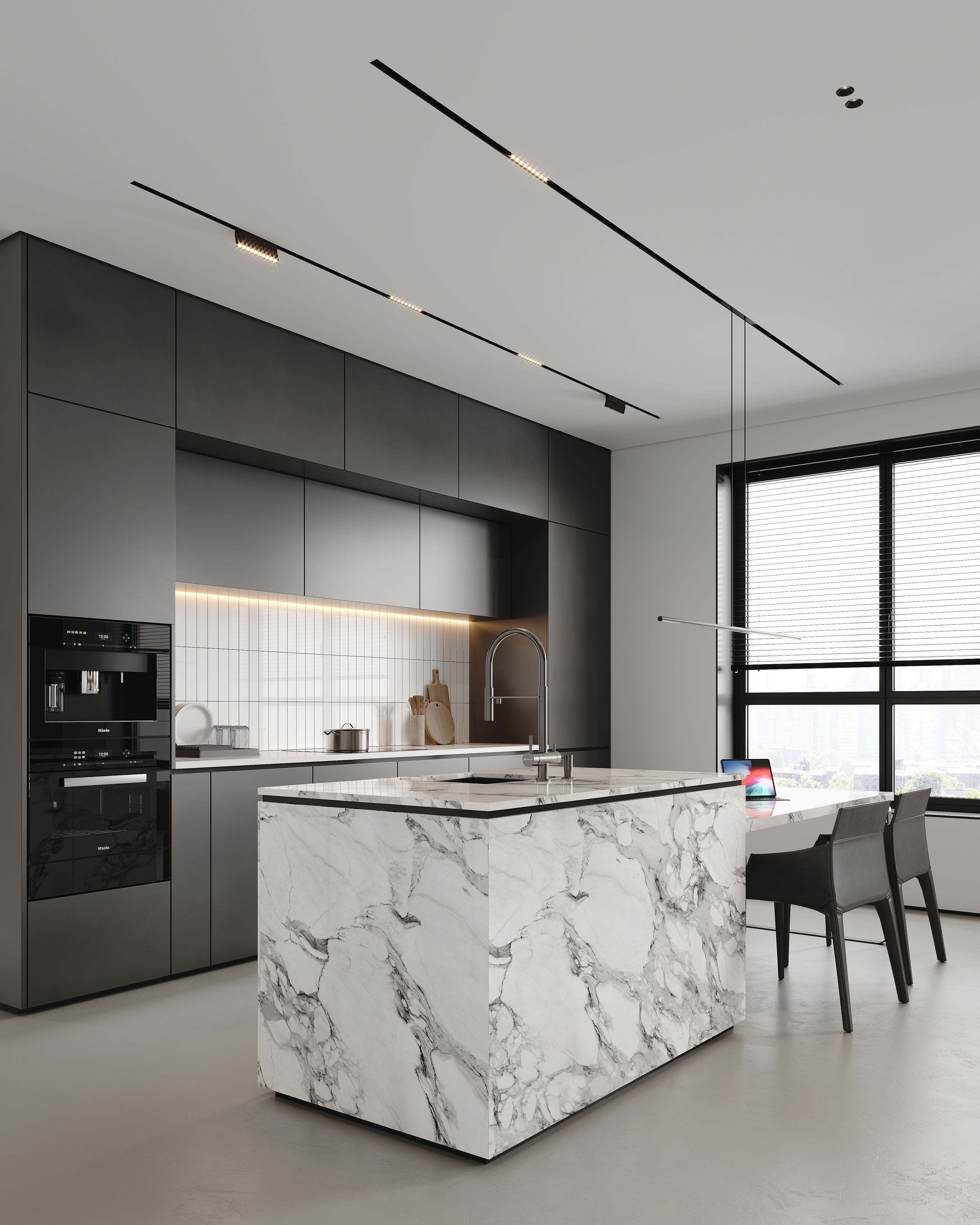 AR-22081 Gray House - Livingroom-Kitchen-Hallway 3D Scene 3D model_5