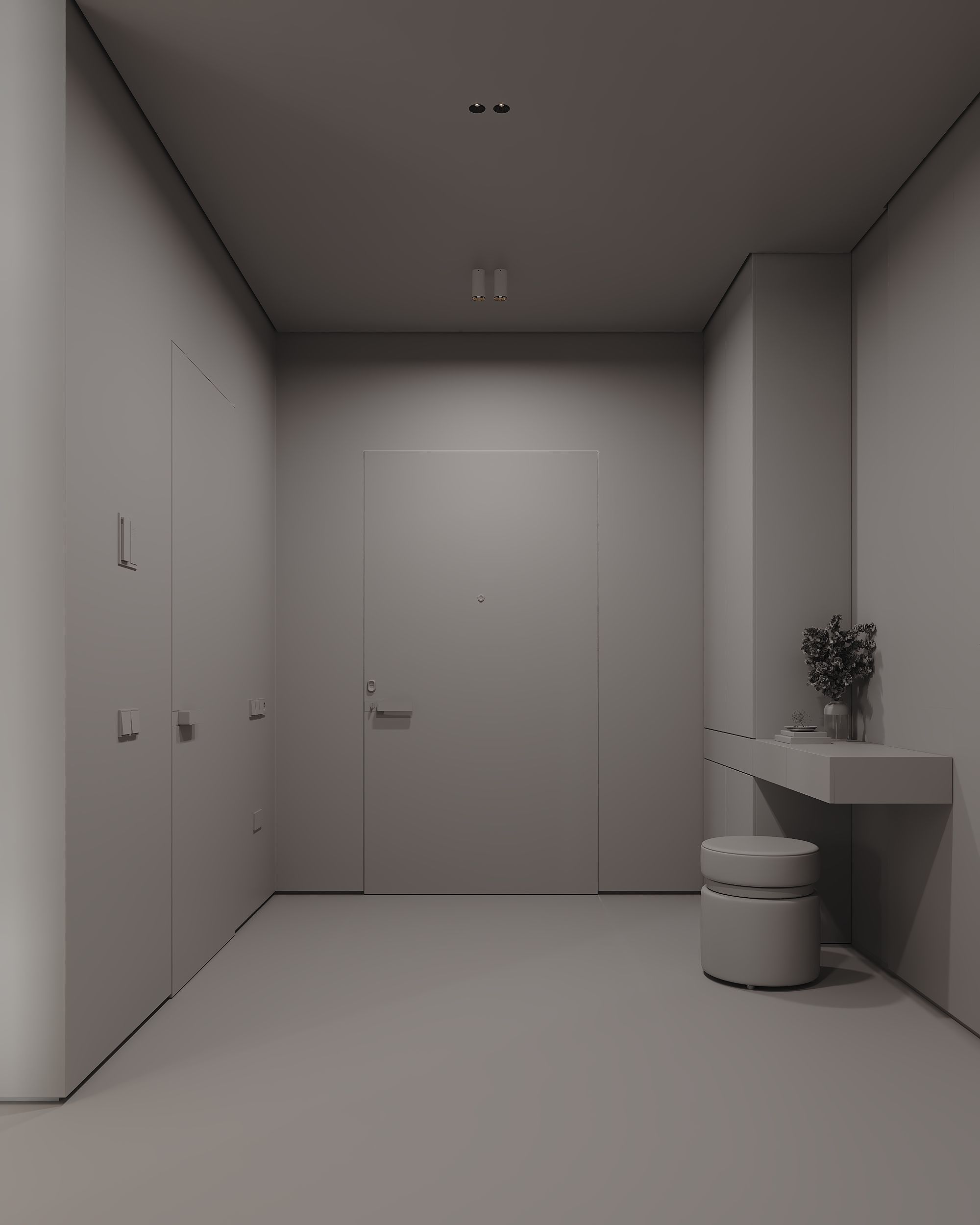 AR-22081 Gray House - Livingroom-Kitchen-Hallway 3D Scene 3D model_29