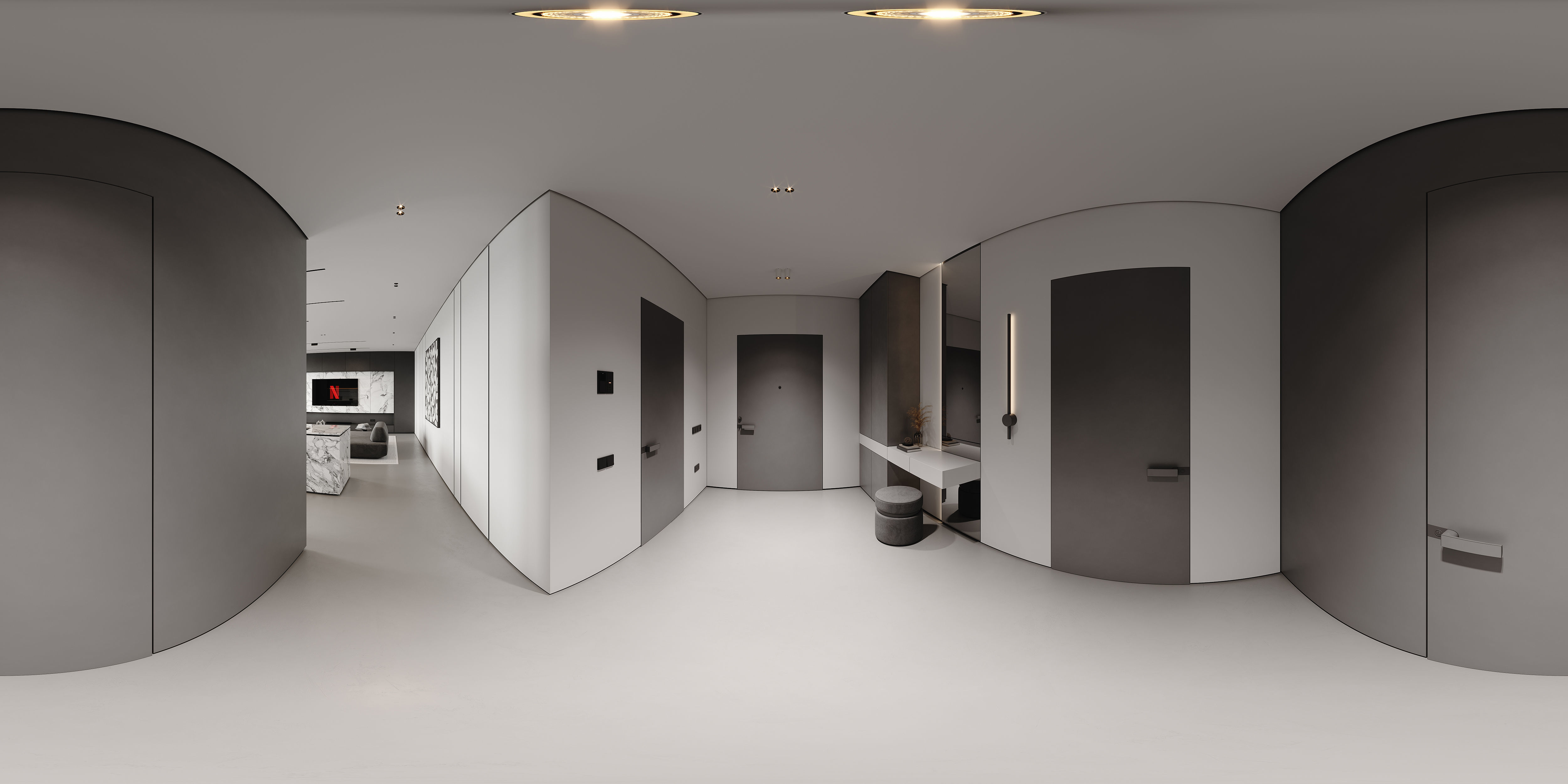 AR-22081 Gray House - Livingroom-Kitchen-Hallway 3D Scene 3D model_25