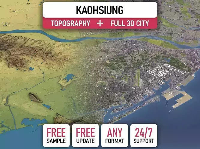 Kaohsiung - 3D City Topography Terrain 3D Model Collection