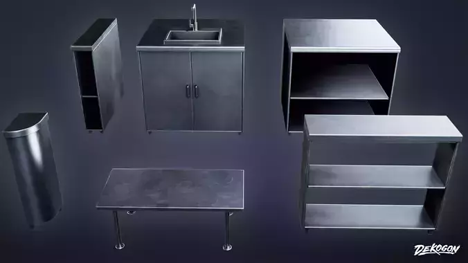 RESTAURANT - Kitchen Prep Table 02 - LOW POLY AND NANITE Low-poly 3D model