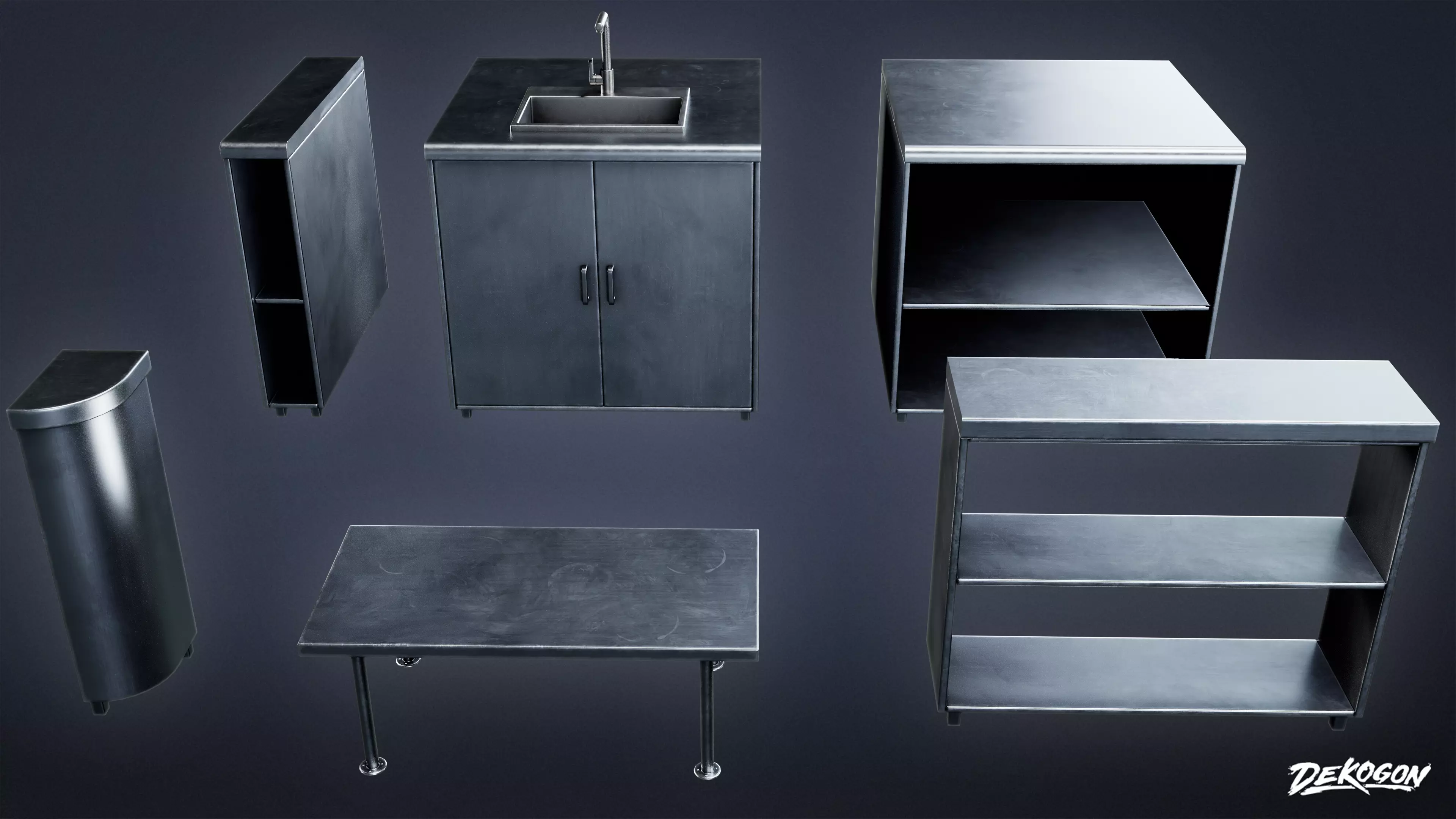 RESTAURANT - Kitchen Prep Table 02 - LOW POLY AND NANITE Low-poly 3D model