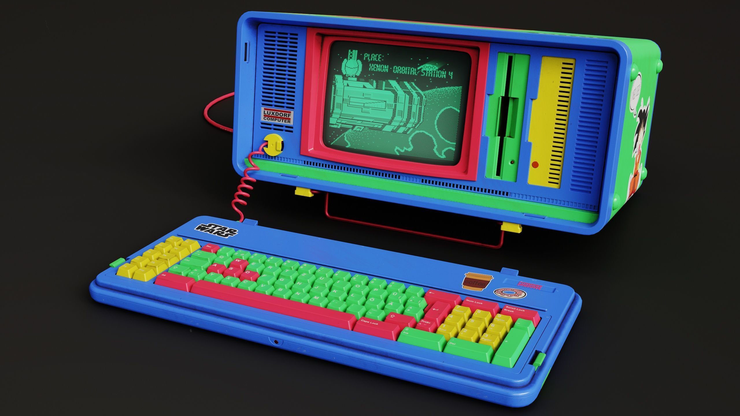 LUXDORF Retro Computer - Prismix Low-poly 3D model_7