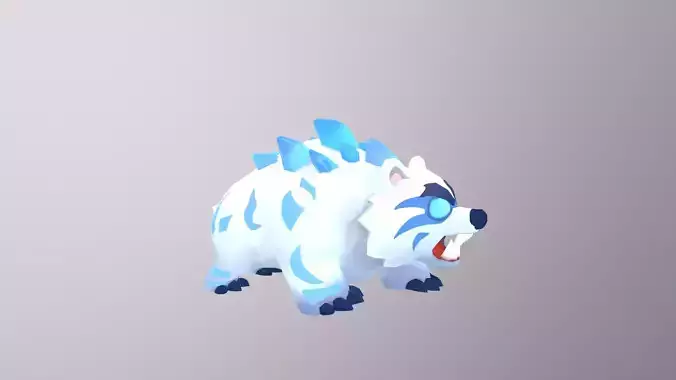Lowpoly Stylized Ice Bear Rigged and Animated Low-poly 3D model