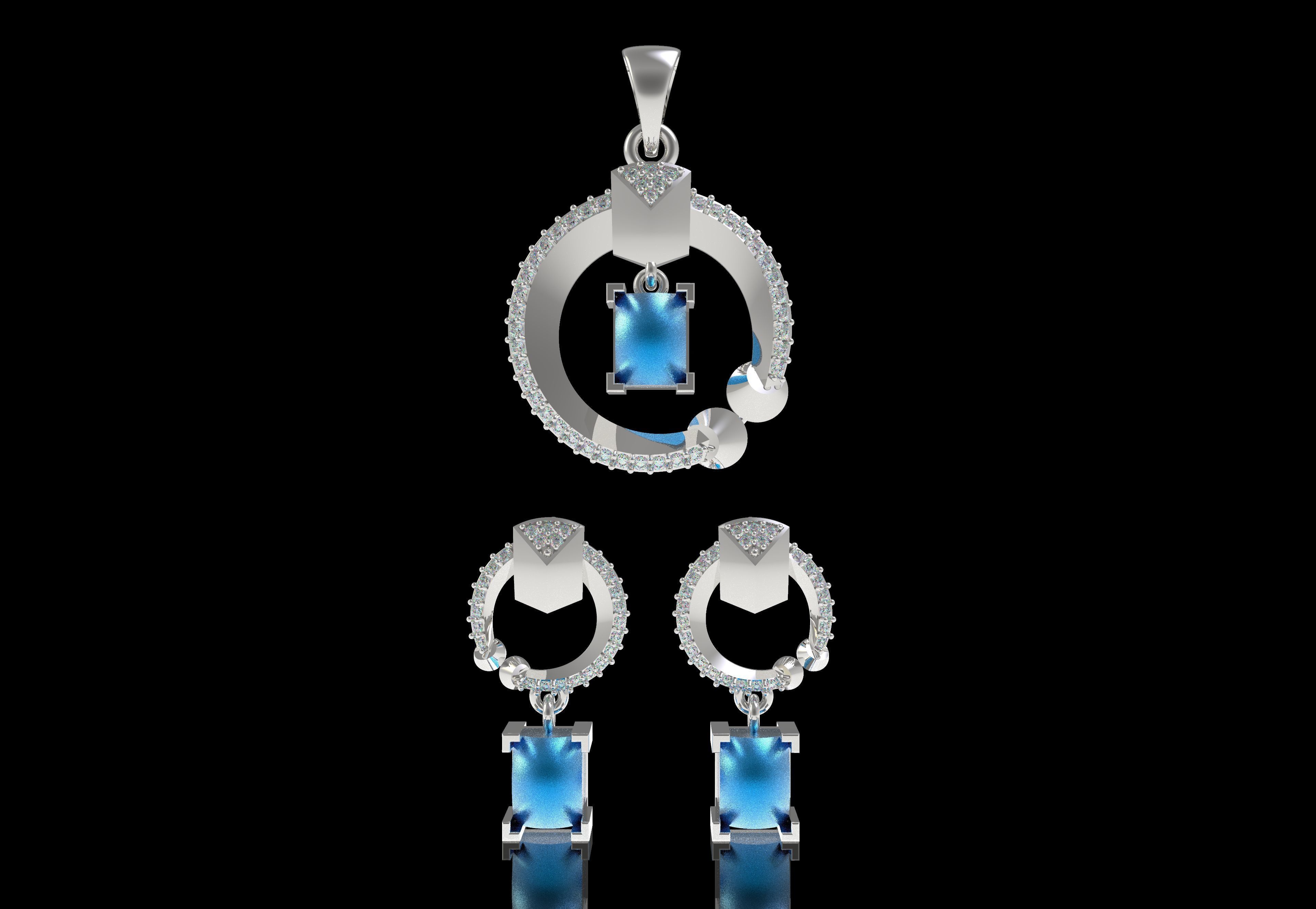 Diamond Pendant Set 42 3D print model_11