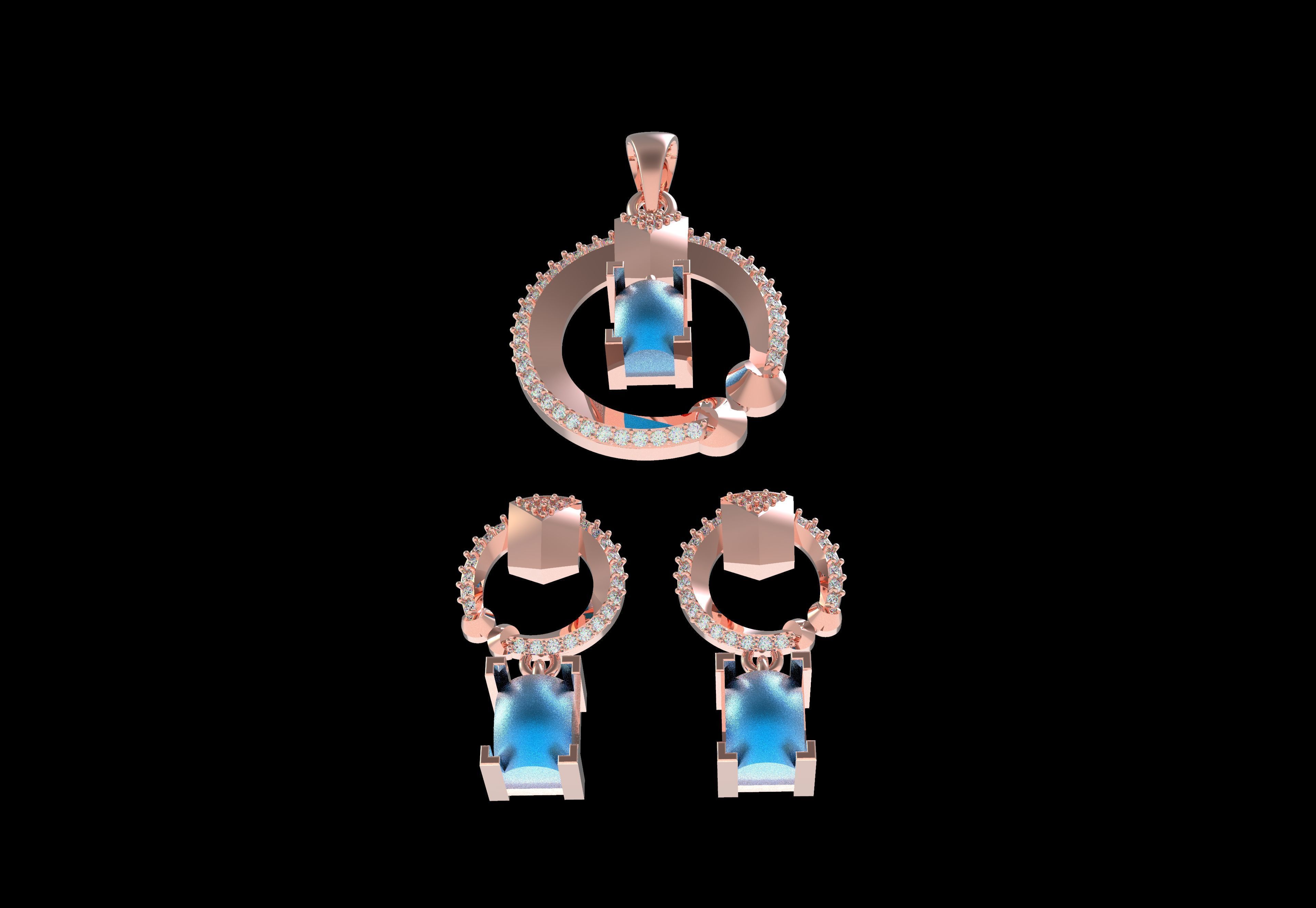 Diamond Pendant Set 42 3D print model_20