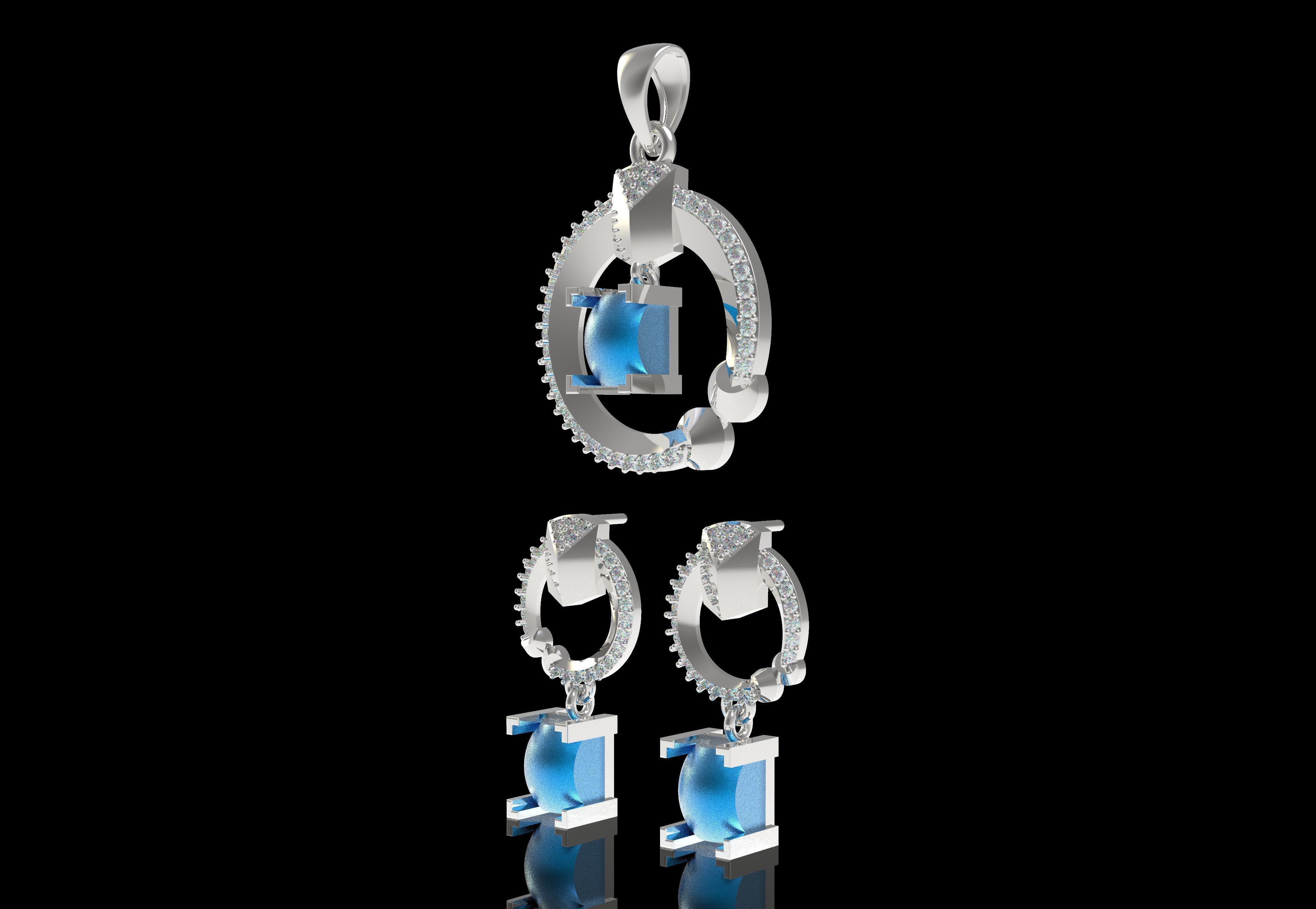 Diamond Pendant Set 42 3D print model_13