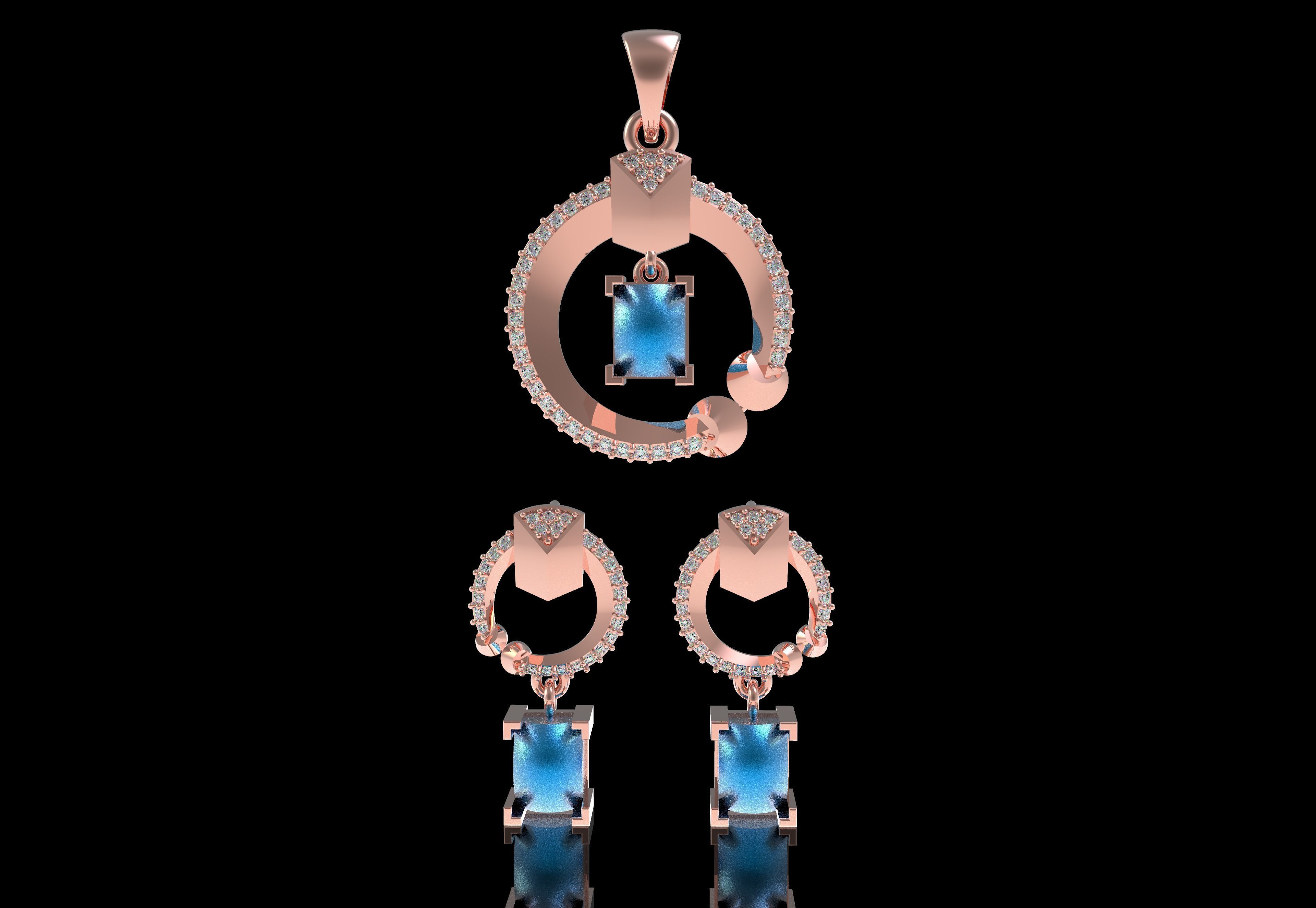 Diamond Pendant Set 42 3D print model_19