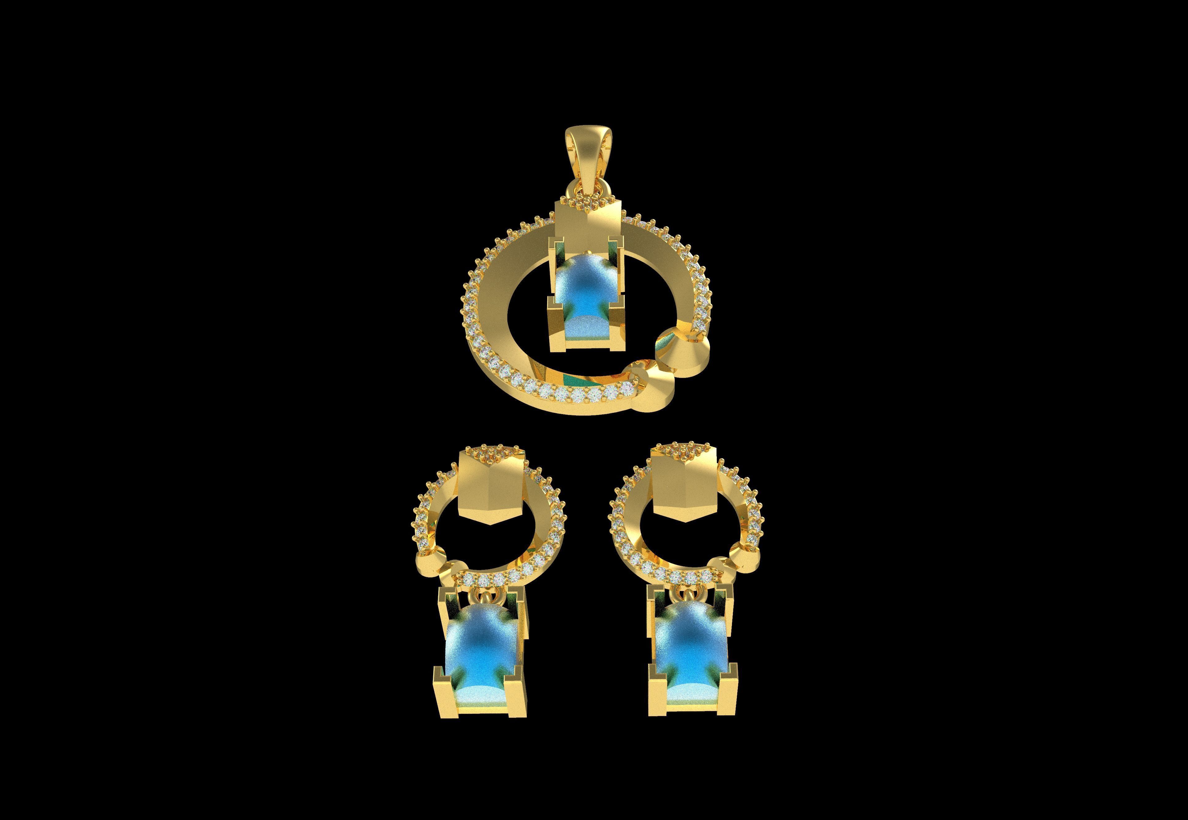 Diamond Pendant Set 42 3D print model_16