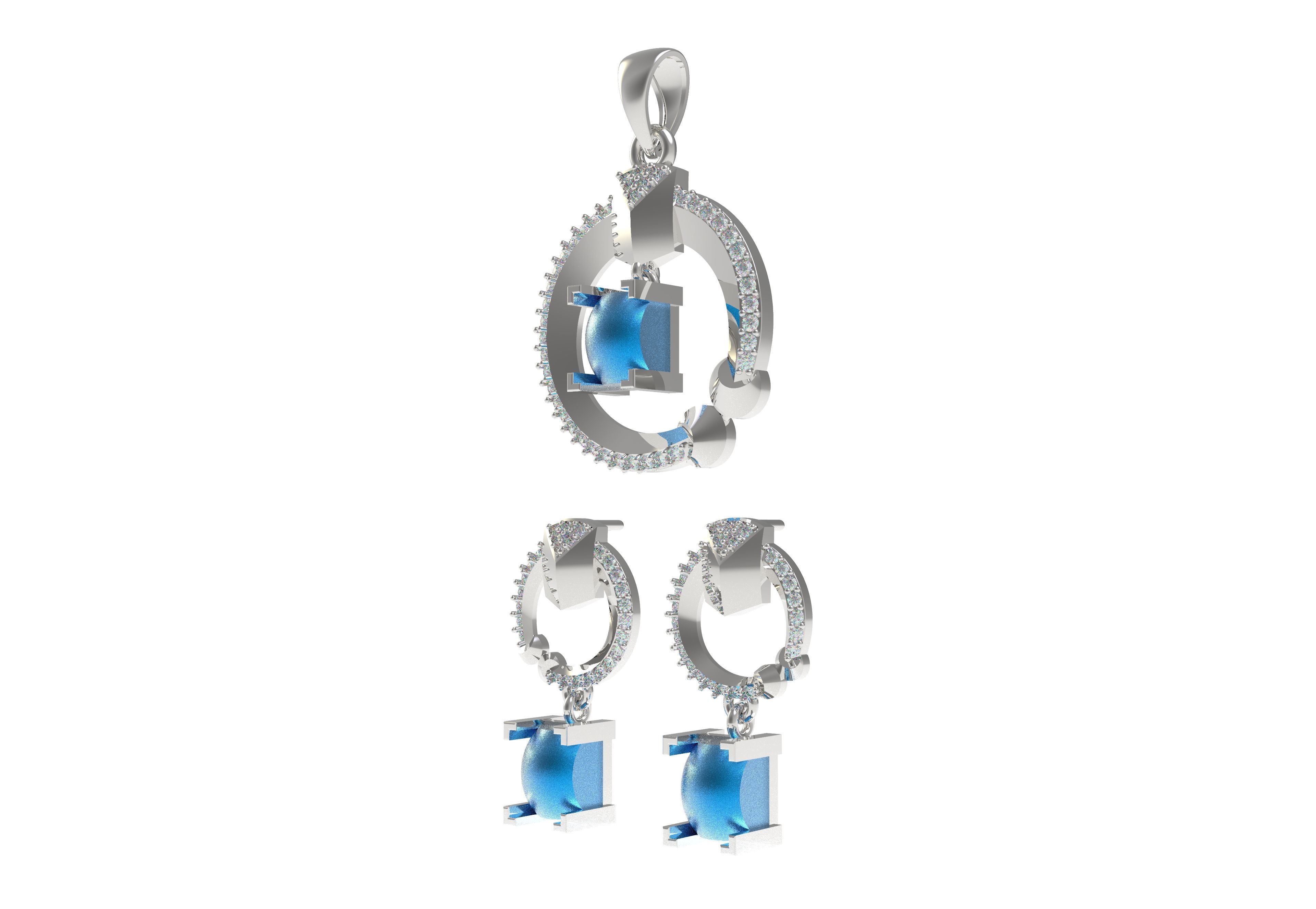 Diamond Pendant Set 42 3D print model_5