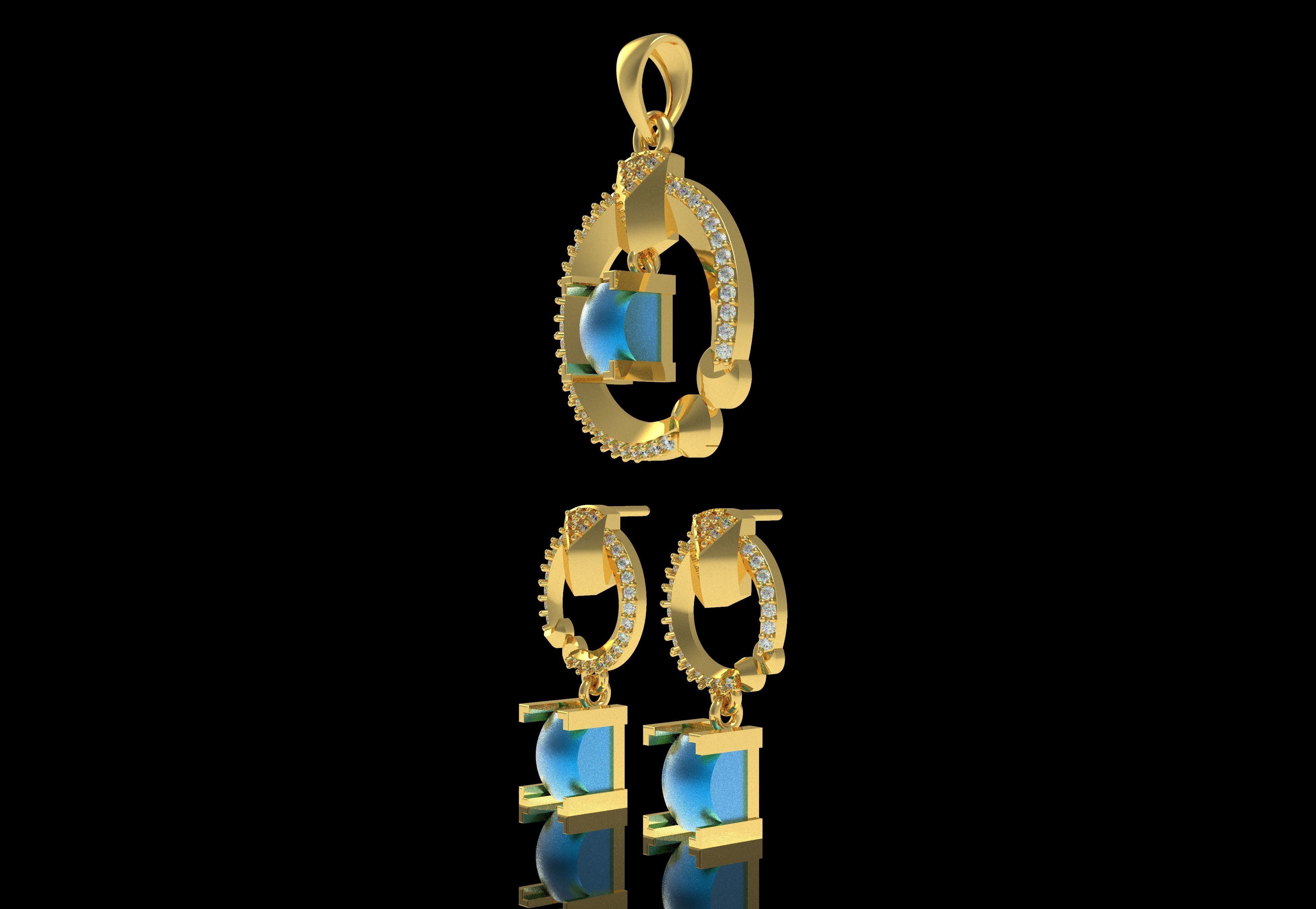 Diamond Pendant Set 42 3D print model_17