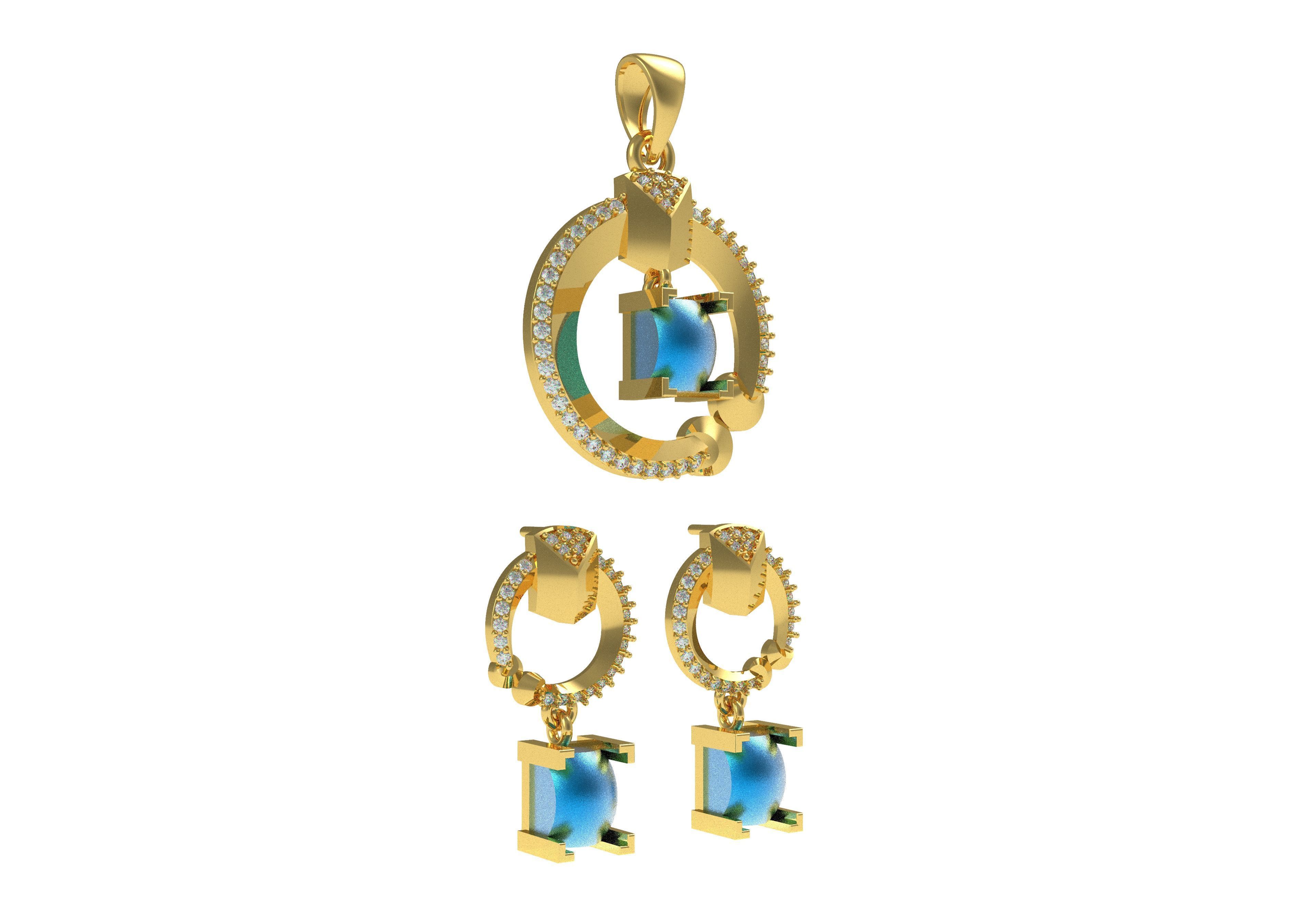 Diamond Pendant Set 42 3D print model_3