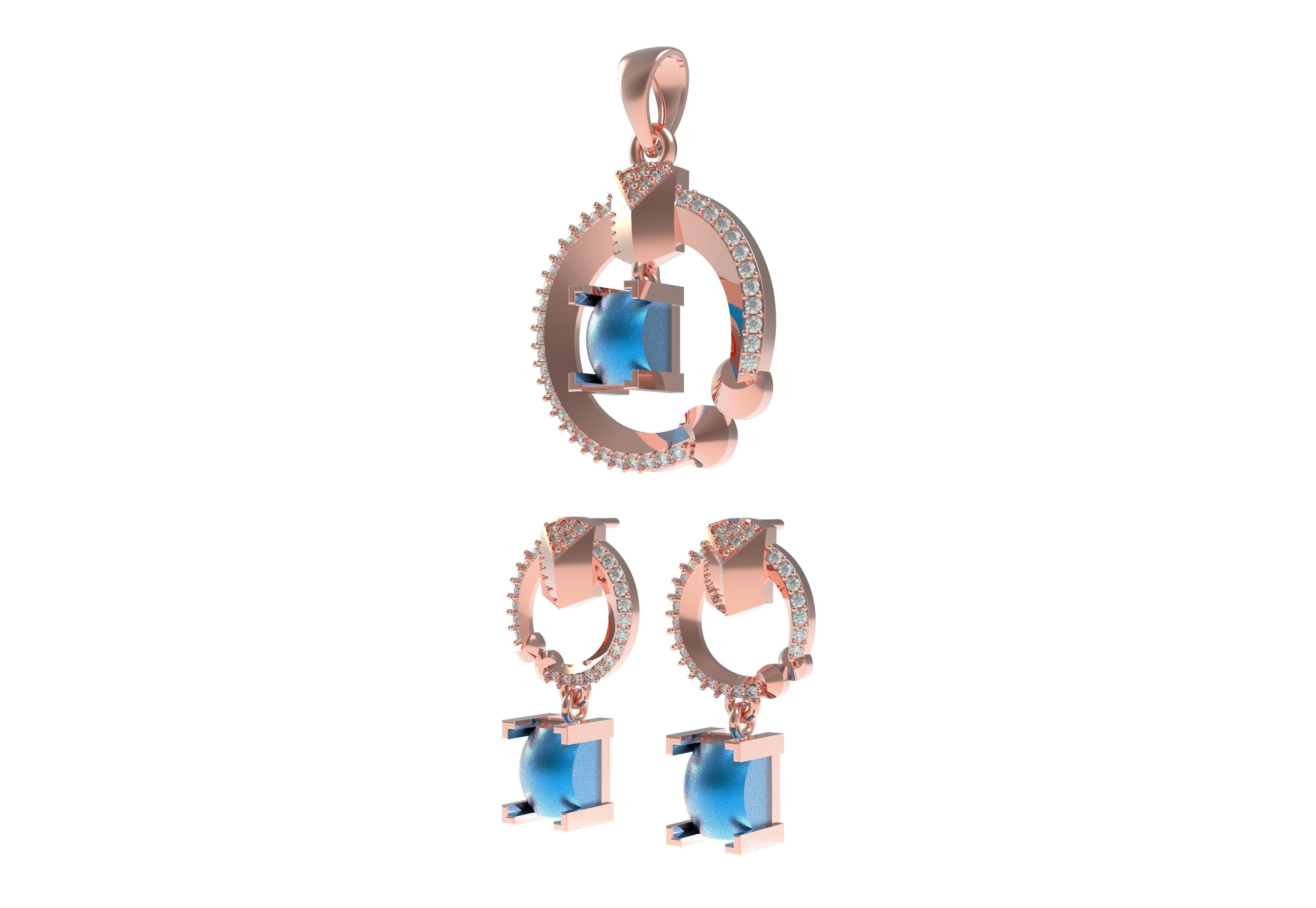 Diamond Pendant Set 42 3D print model_9