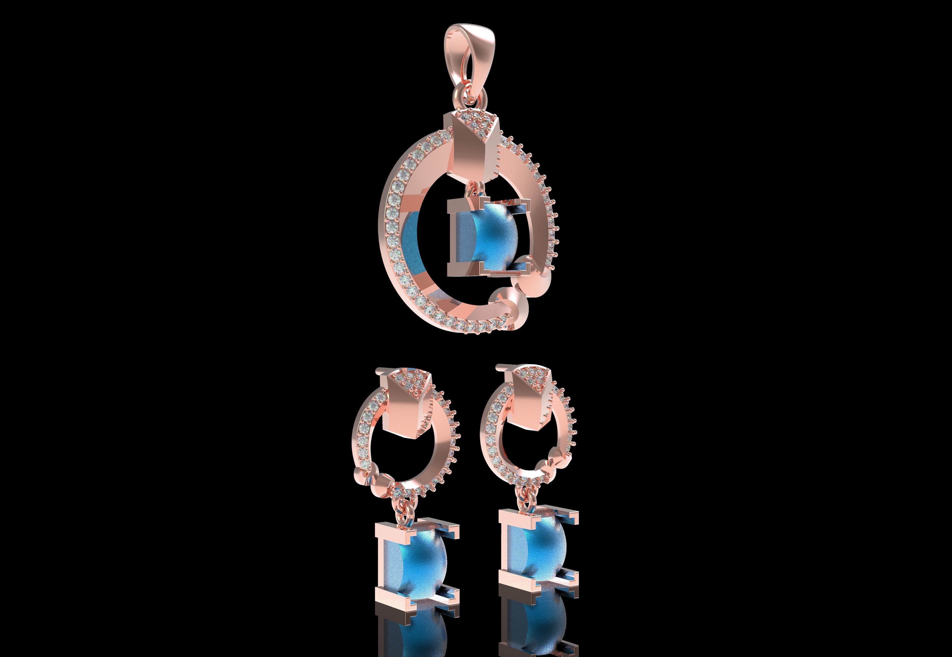 Diamond Pendant Set 42 3D print model_4