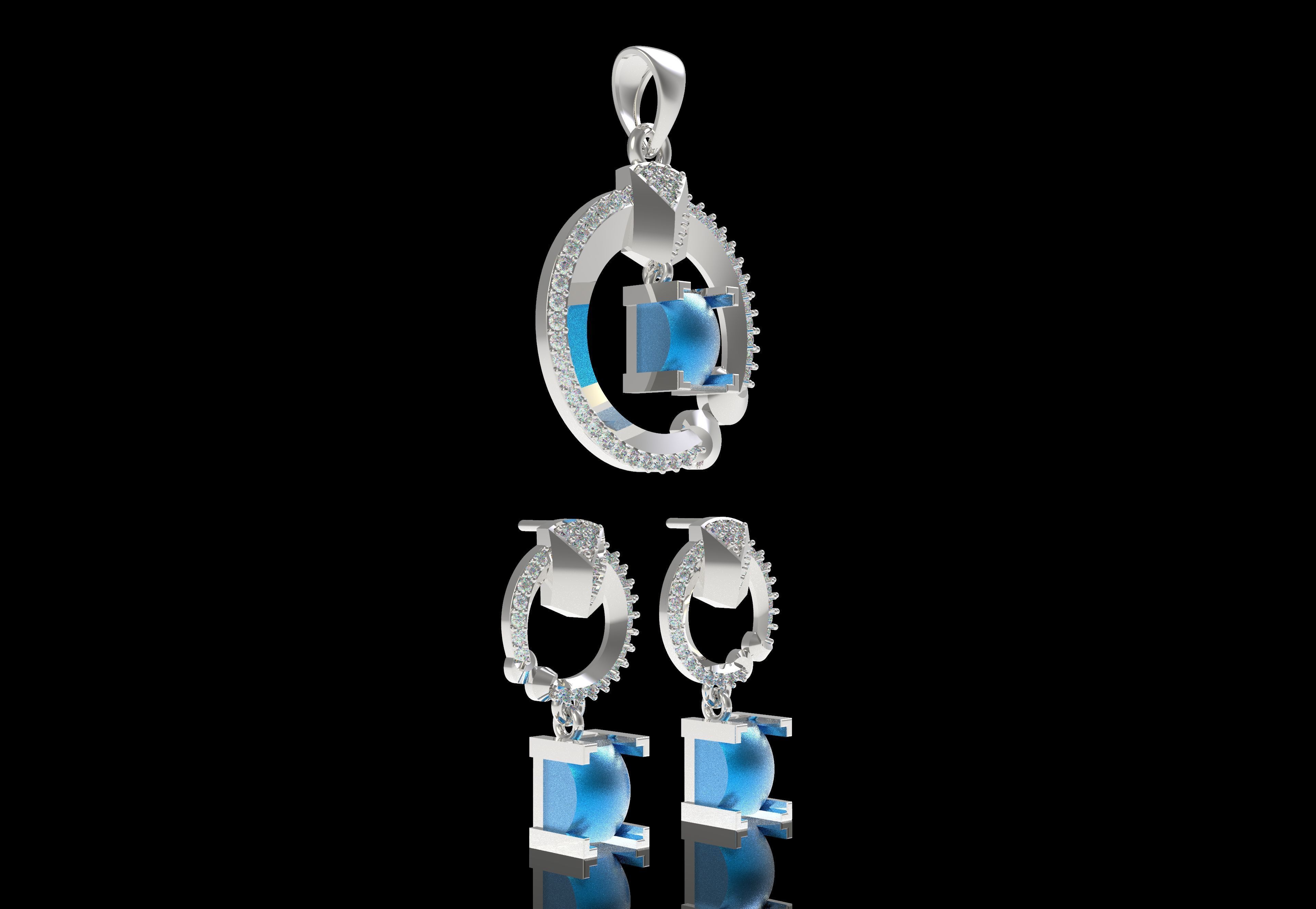 Diamond Pendant Set 42 3D print model_14