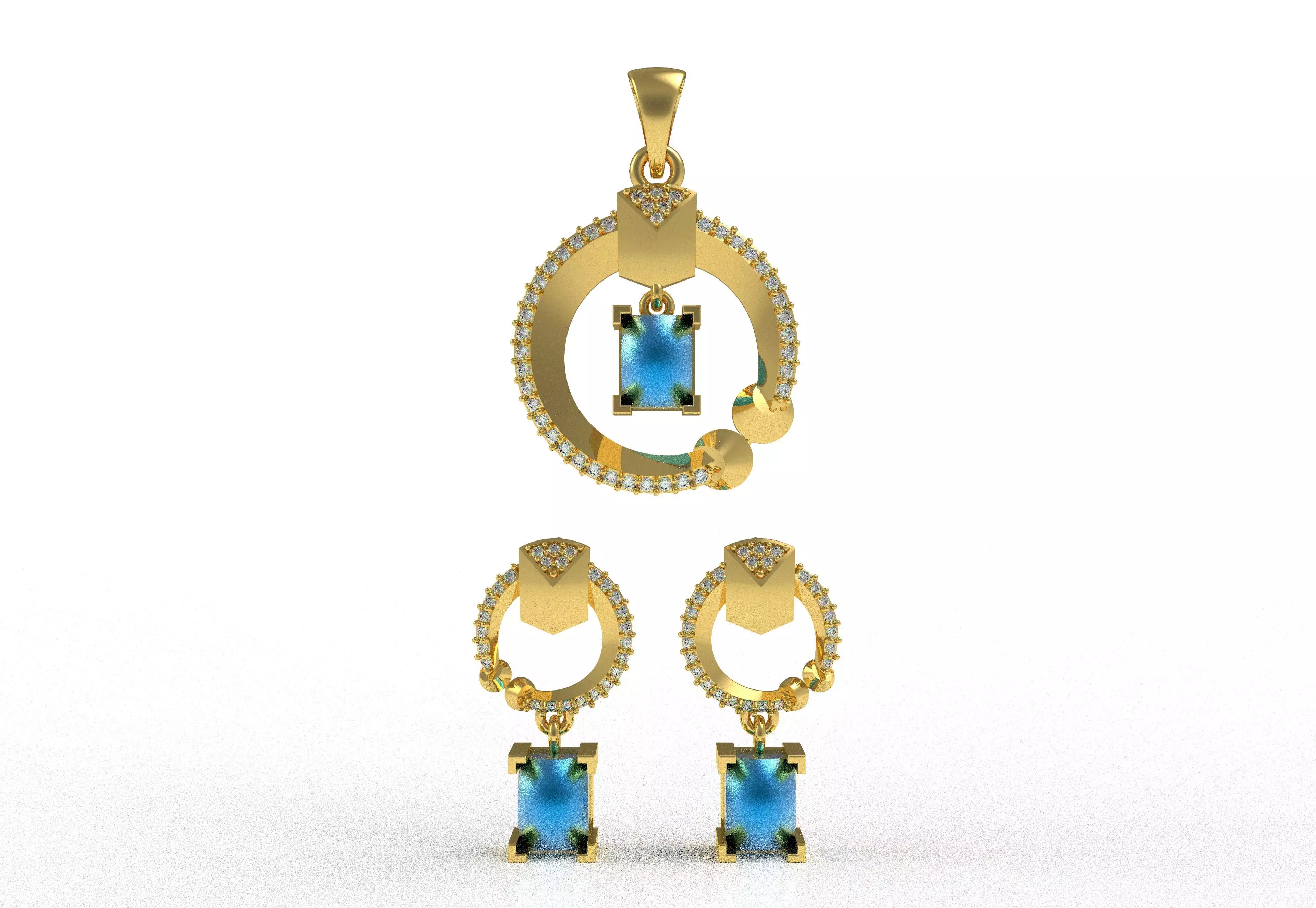 Diamond Pendant Set 42 3D print model_0