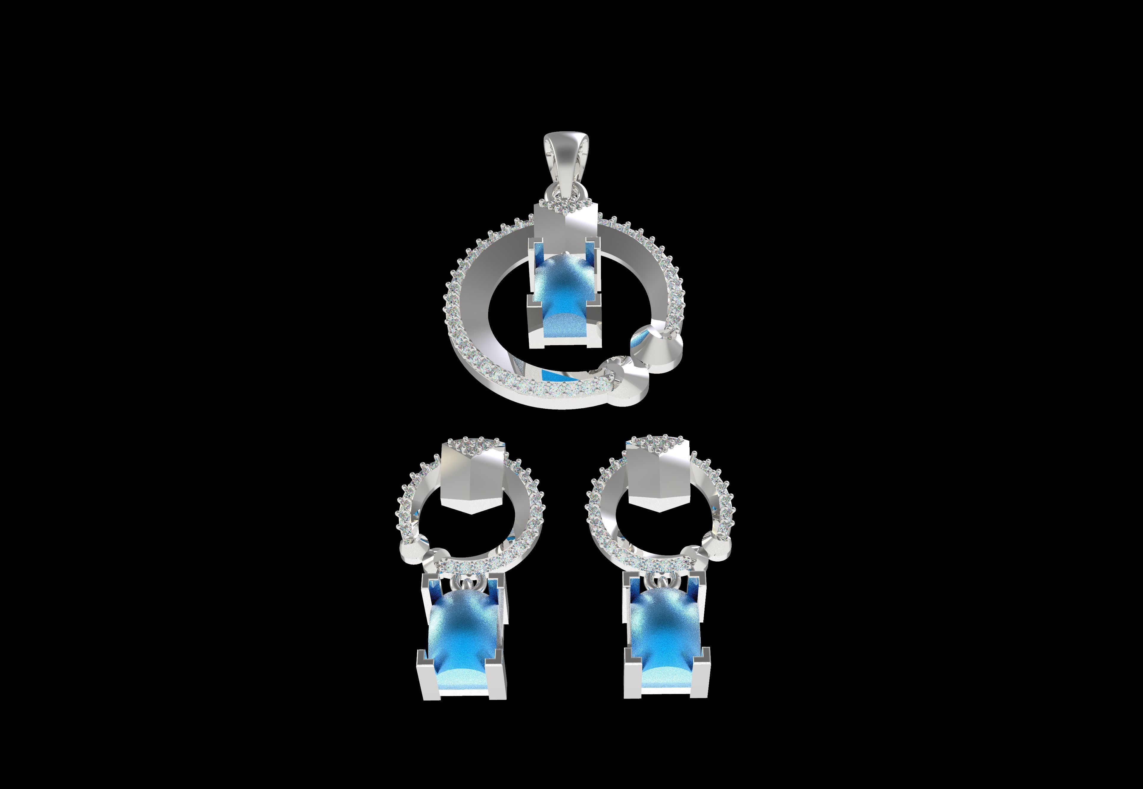 Diamond Pendant Set 42 3D print model_12