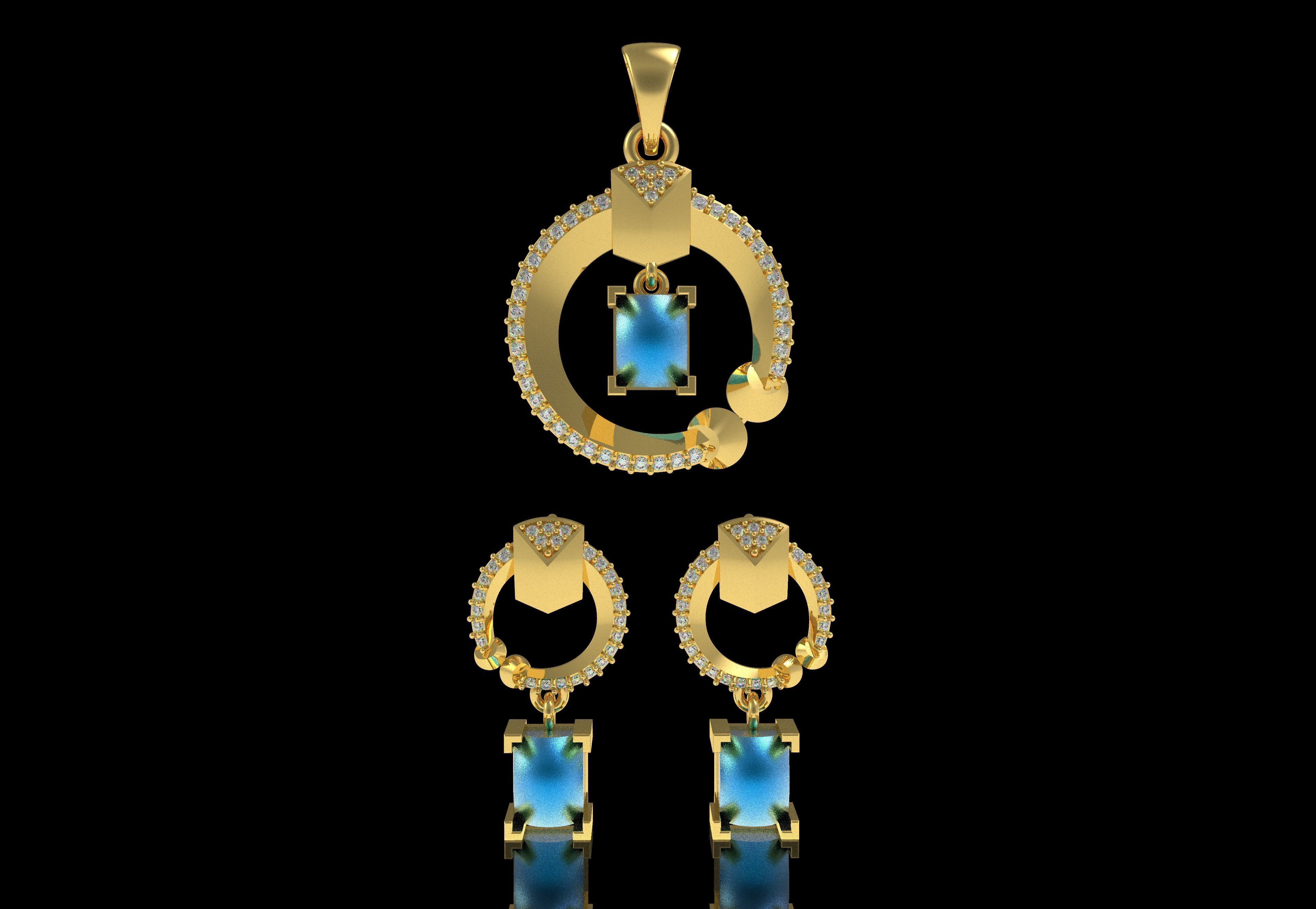 Diamond Pendant Set 42 3D print model_15