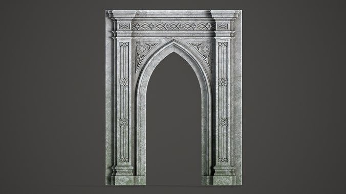 Lowpoly Gothic Portal - type 4 Low-poly 3D model