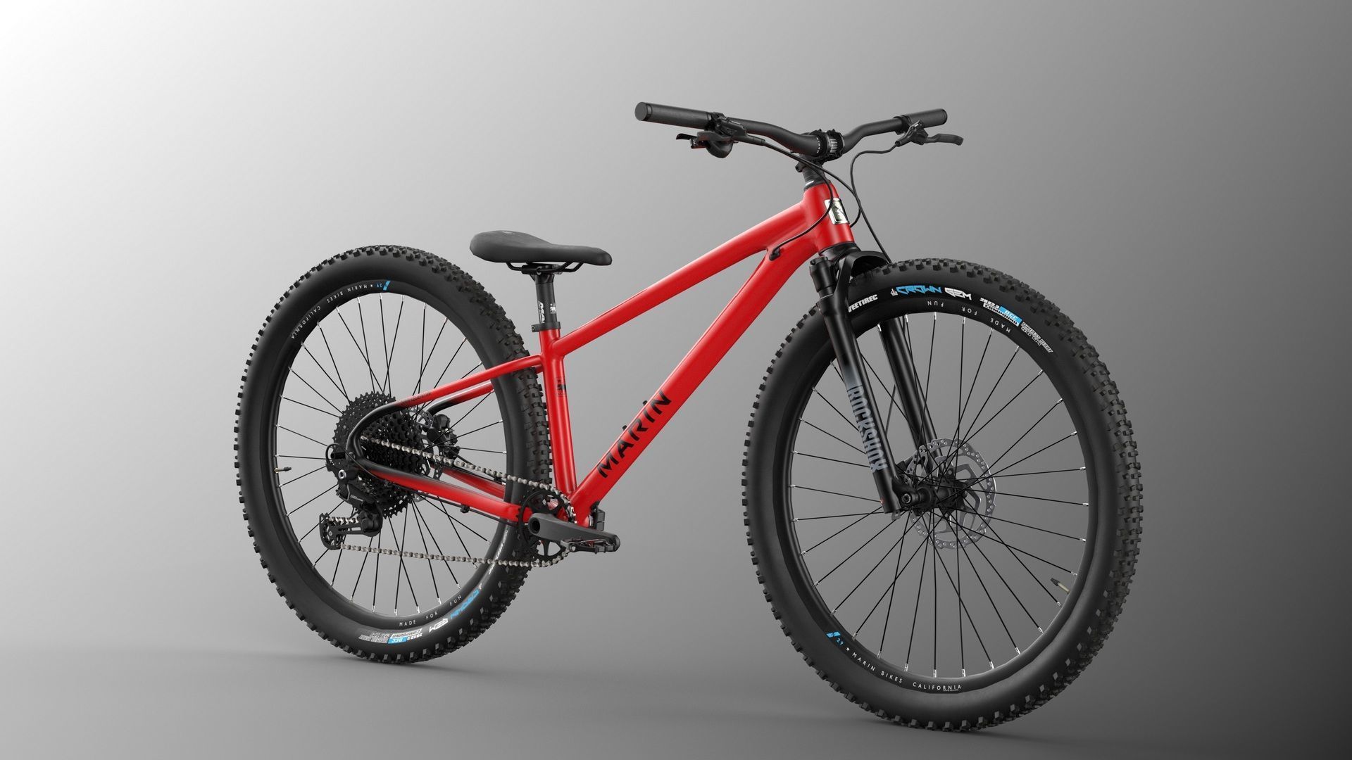 MTB hardtail red black Low-poly 3D model_3
