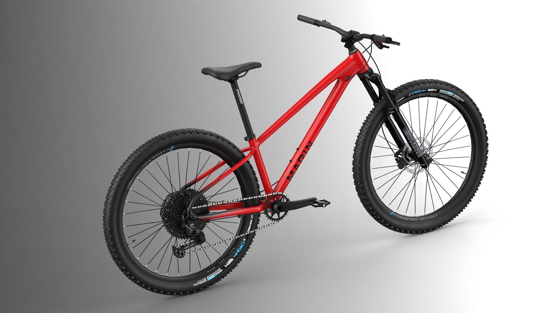 MTB hardtail red black Low-poly 3D model_6