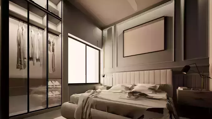 Modern 1BHK Flat Interior Isometric  Contemporary Furniture