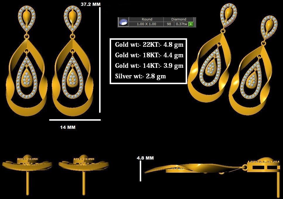 Diamond Pendant Set 48 3D print model_26