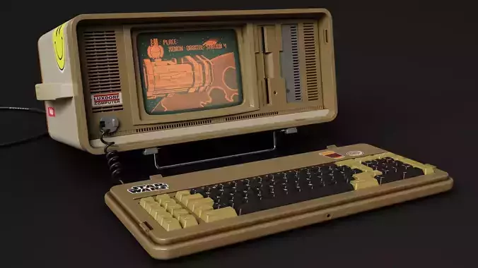 LUXDORF Retro Computer - Classic Stickered Low-poly 3D model