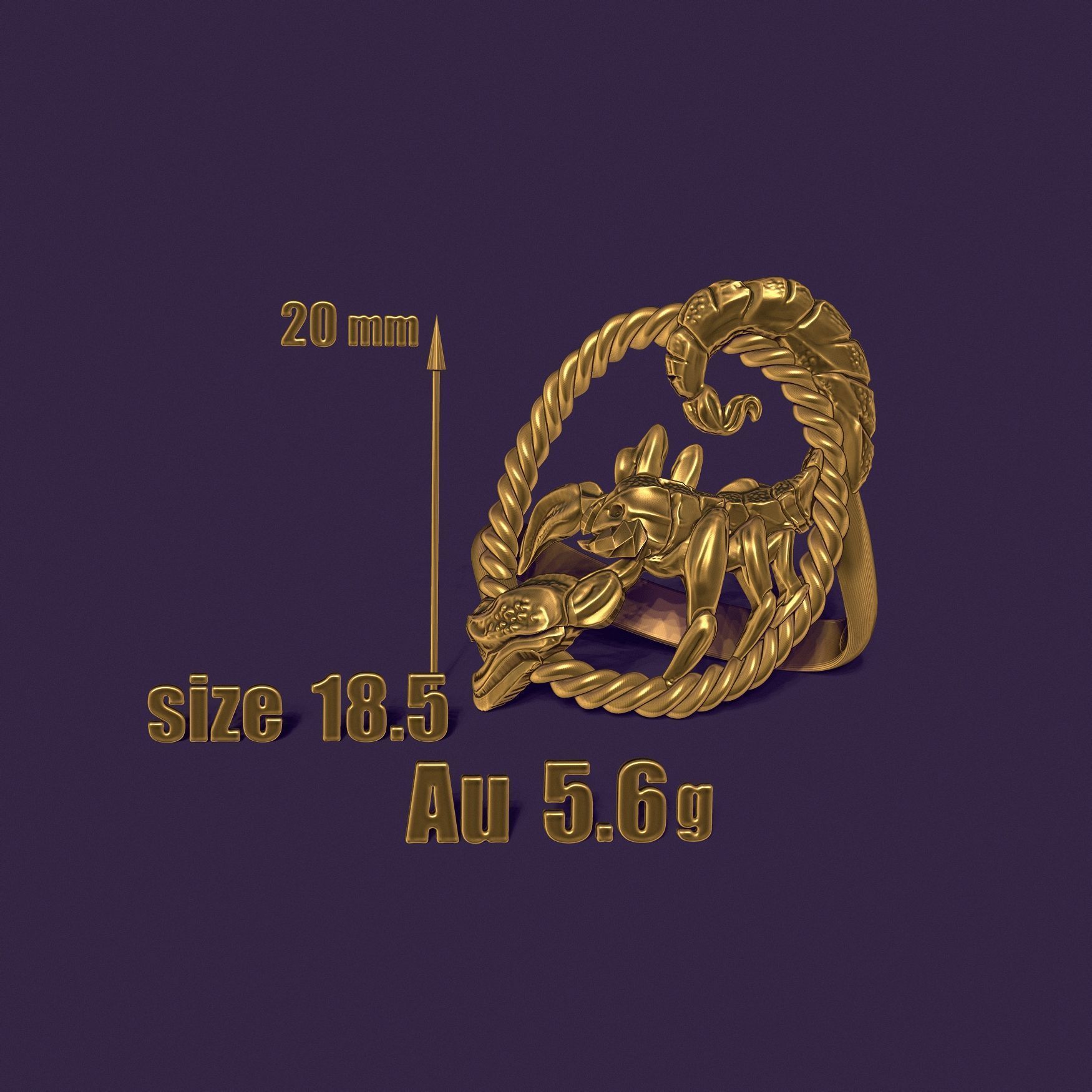 Scorpio ring 3D print model_7