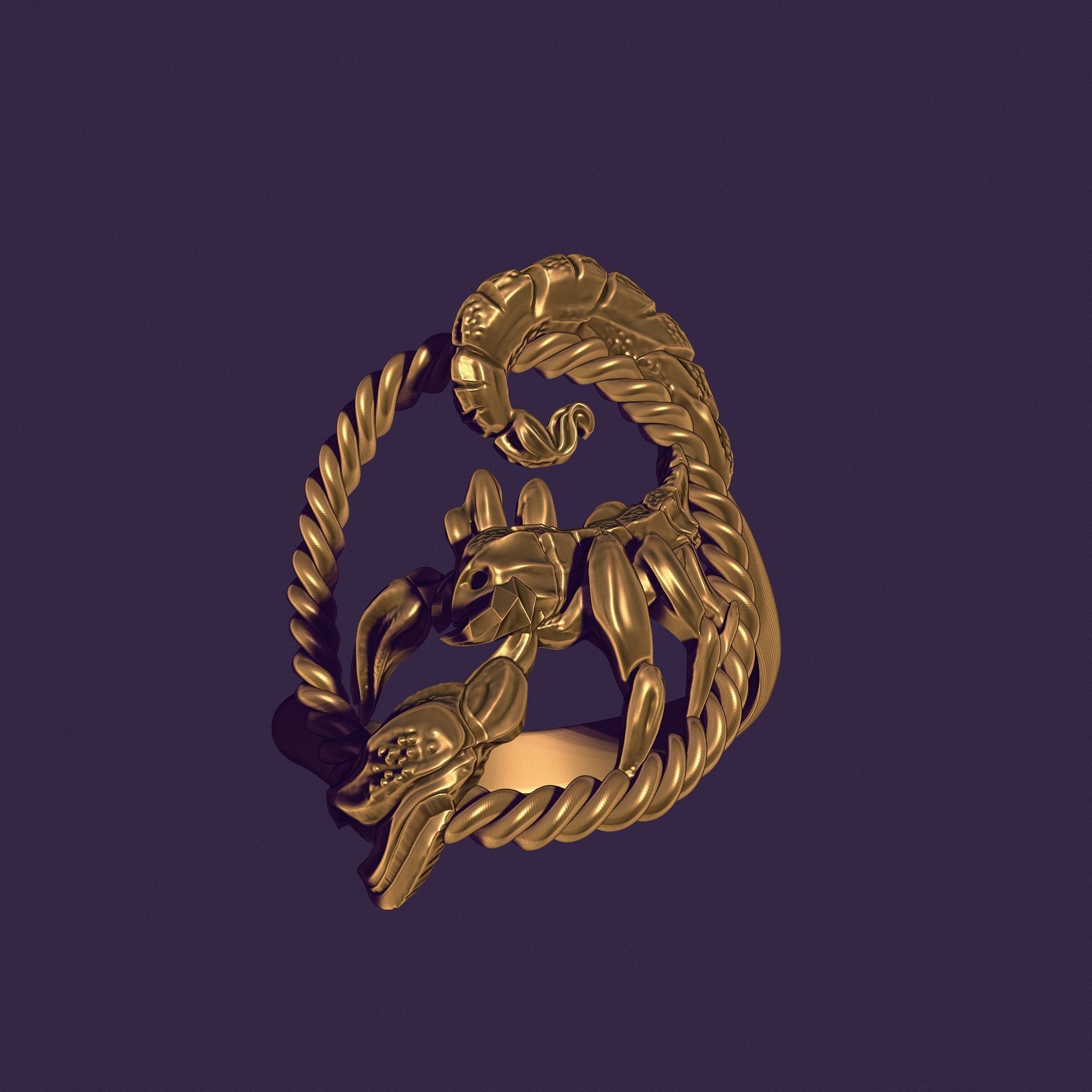 Scorpio ring 3D print model_8